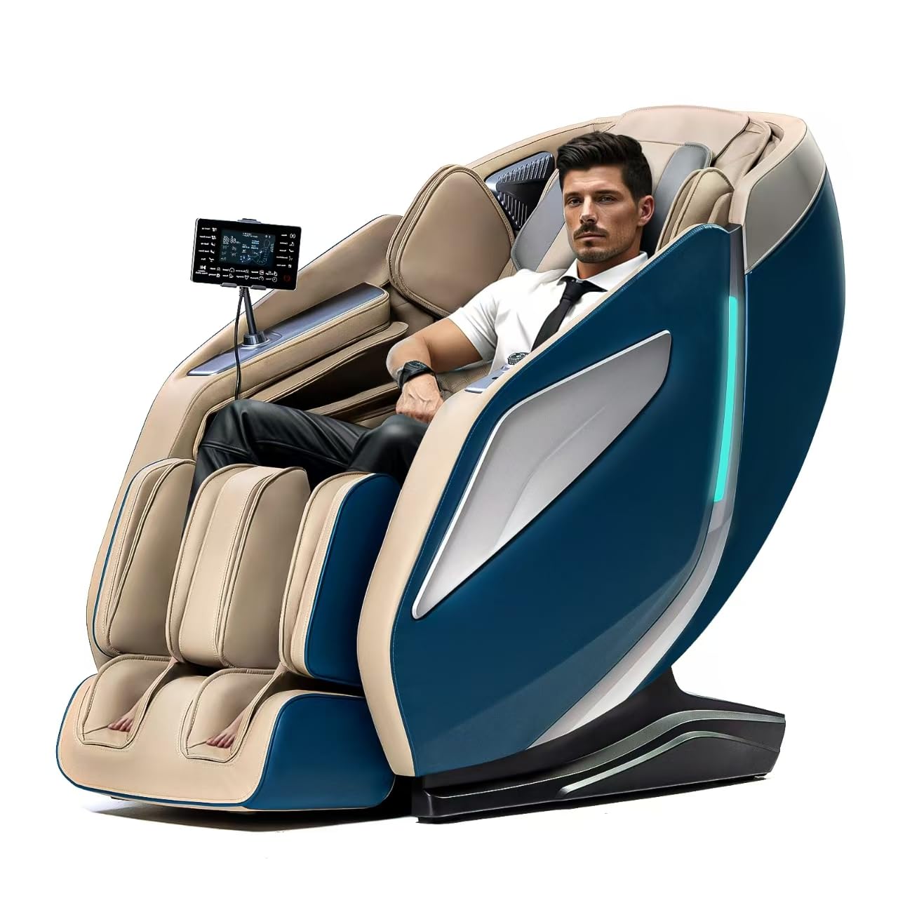 4D Massage Chair Full Body Zero Gravity Recliner - 55“ SL-Track,15 Auto Modes,11 Massage Technique,40 Airbags Massage,with Yoga Stretch,APP Control,Shiatsu Foot Massage(Beige)