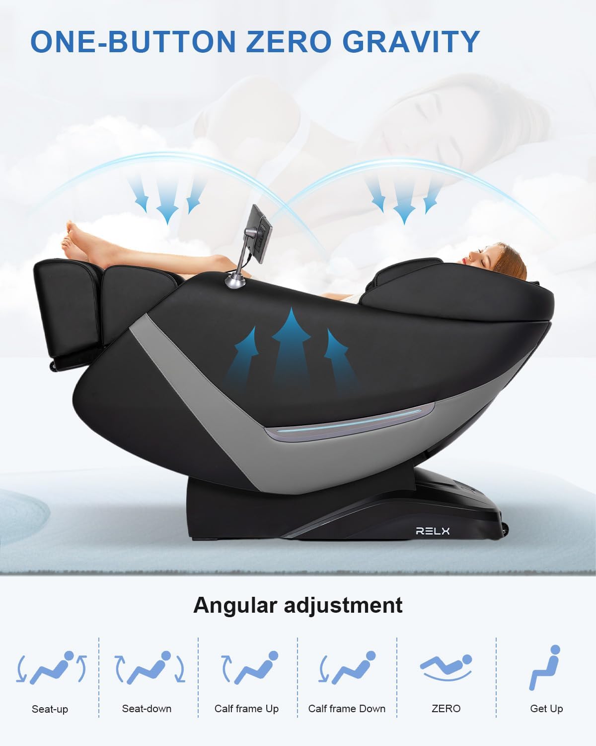 RELX 2025 Massage Chair Full Body, Zero Gravity Airbag Shiatsu Massage Chair with SL-Track, Heating, AI Control, Body Scan, 13 Modes, Foot Rollers, and Deep Yoga Stretch (Black)