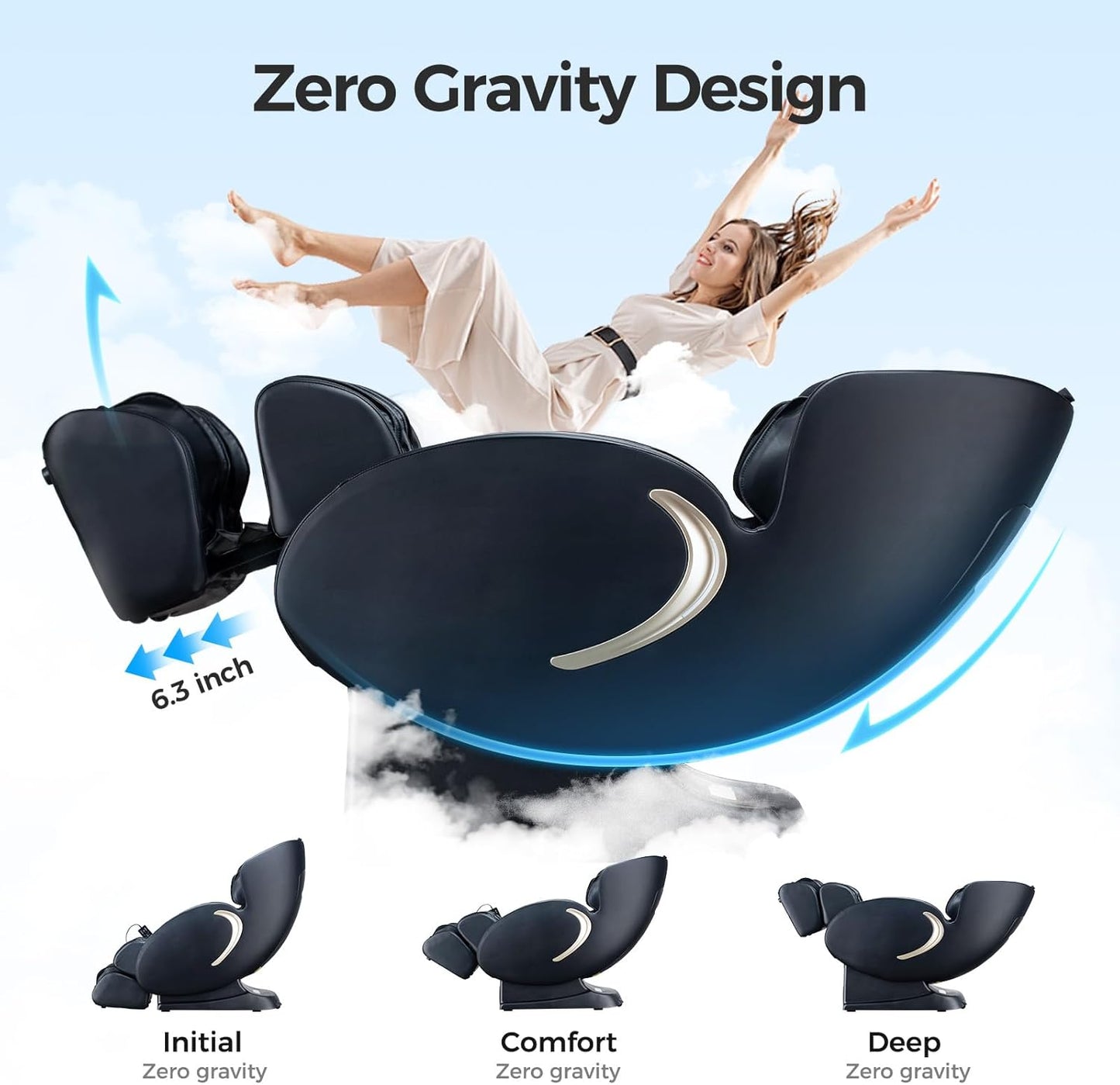 Zero Gravity Massage Chair: 3D Full Body Airbags Shiatsu Massaging Chairs - SL Track AI APP Body Scanning Heating Recliner