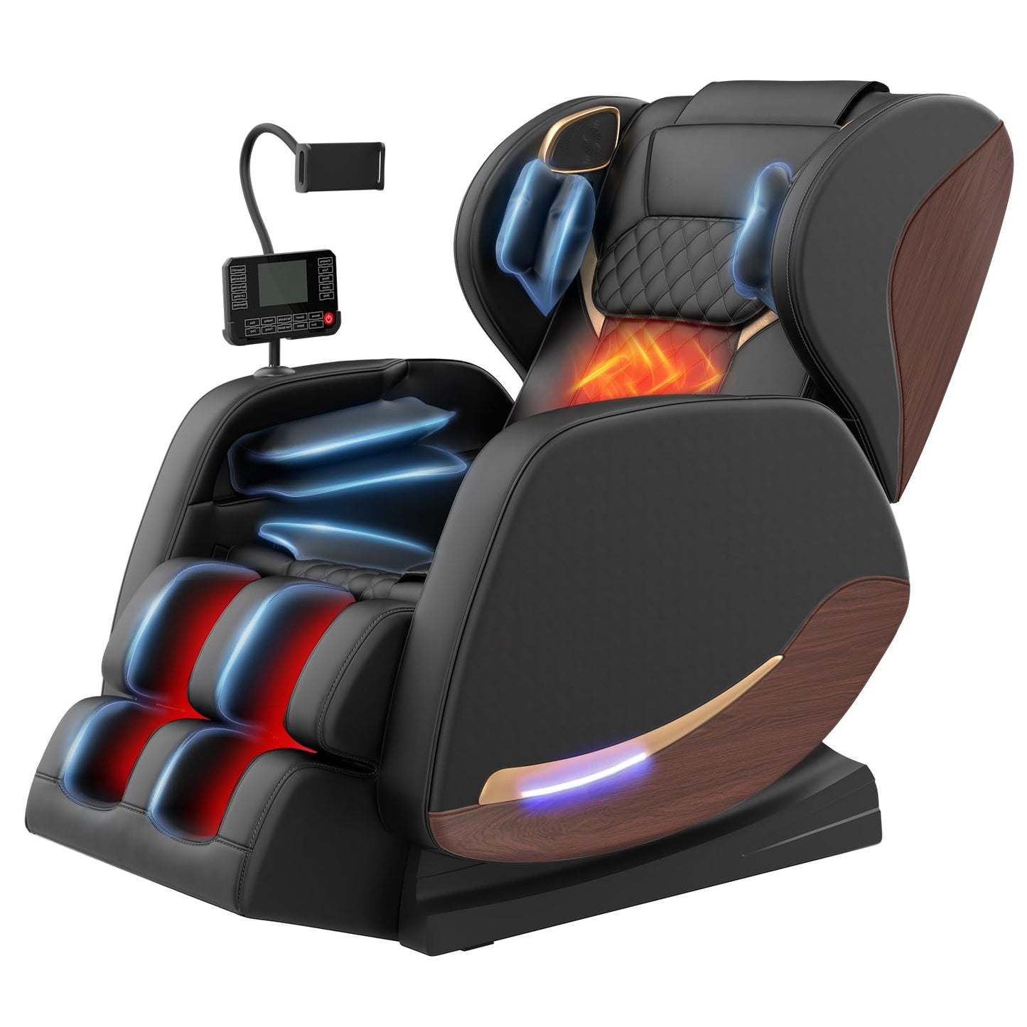 2025 Massage Chair, Massage Chairs Full Body and Recliner with 10 Fixed Points, Zero Gravity, Wood Grain Leather, Foot Massage, Airbags, Lumbar Heating, Bluetooth and Control Screen (Creamy White)