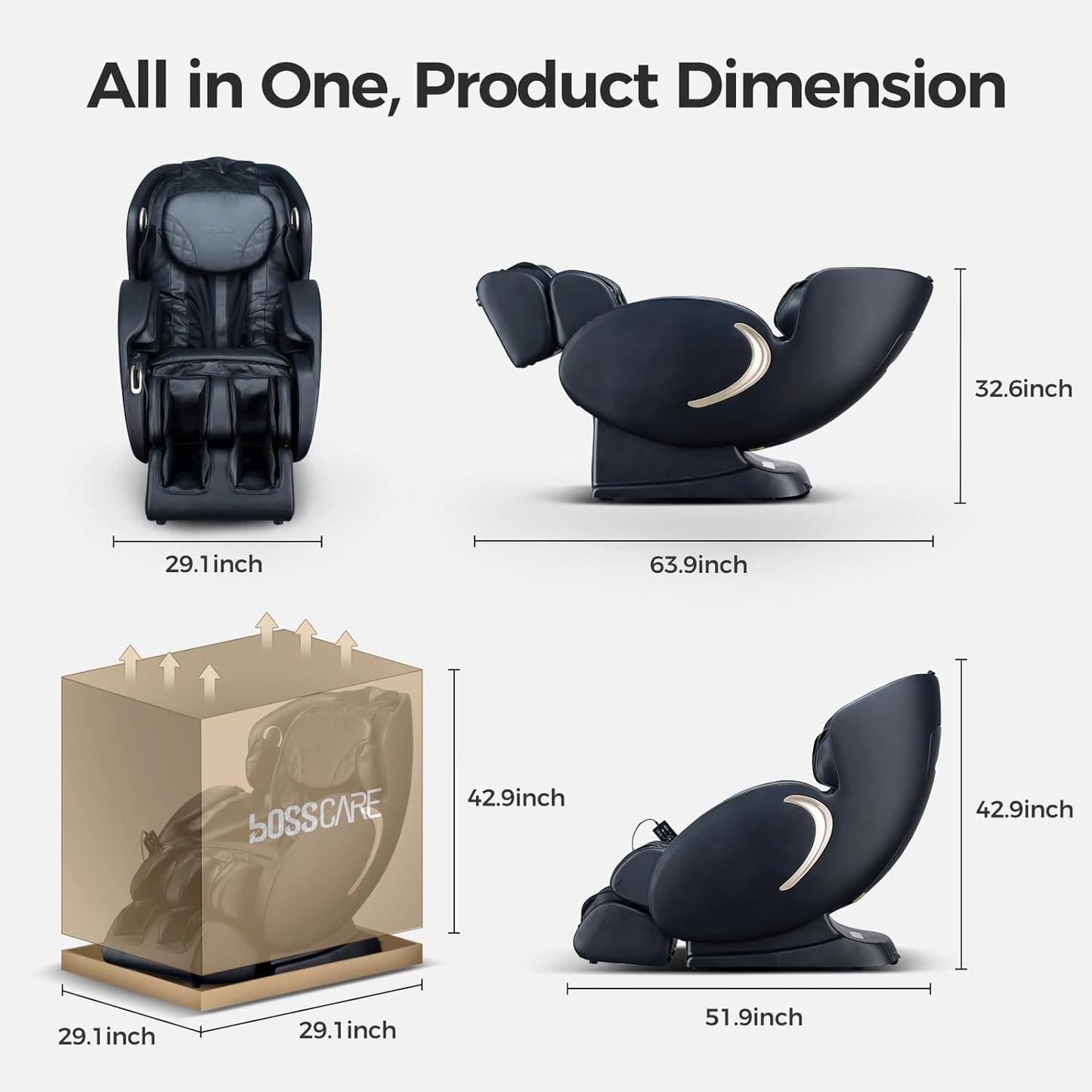 Zero Gravity Massage Chair: 3D Full Body Airbags Shiatsu Massaging Chairs - SL Track AI APP Body Scanning Heating Recliner