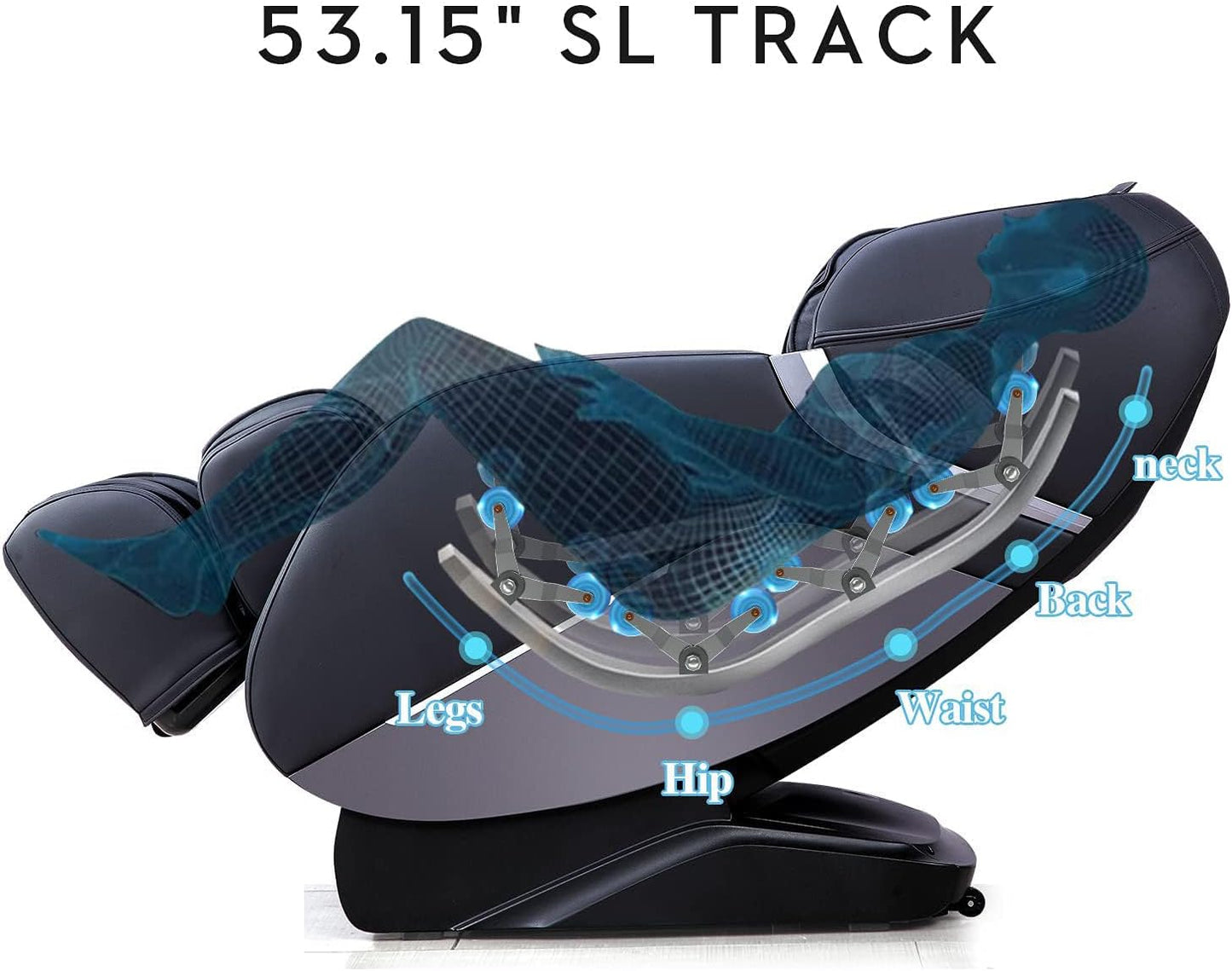 iRest SL Track Massage Chair Recliner, Full Body Massage Chair, Zero Gravity, Bluetooth Speaker, Airbags, Heating, 53.15" SL Track, Extendable Footrest and Foot Massage (Black)