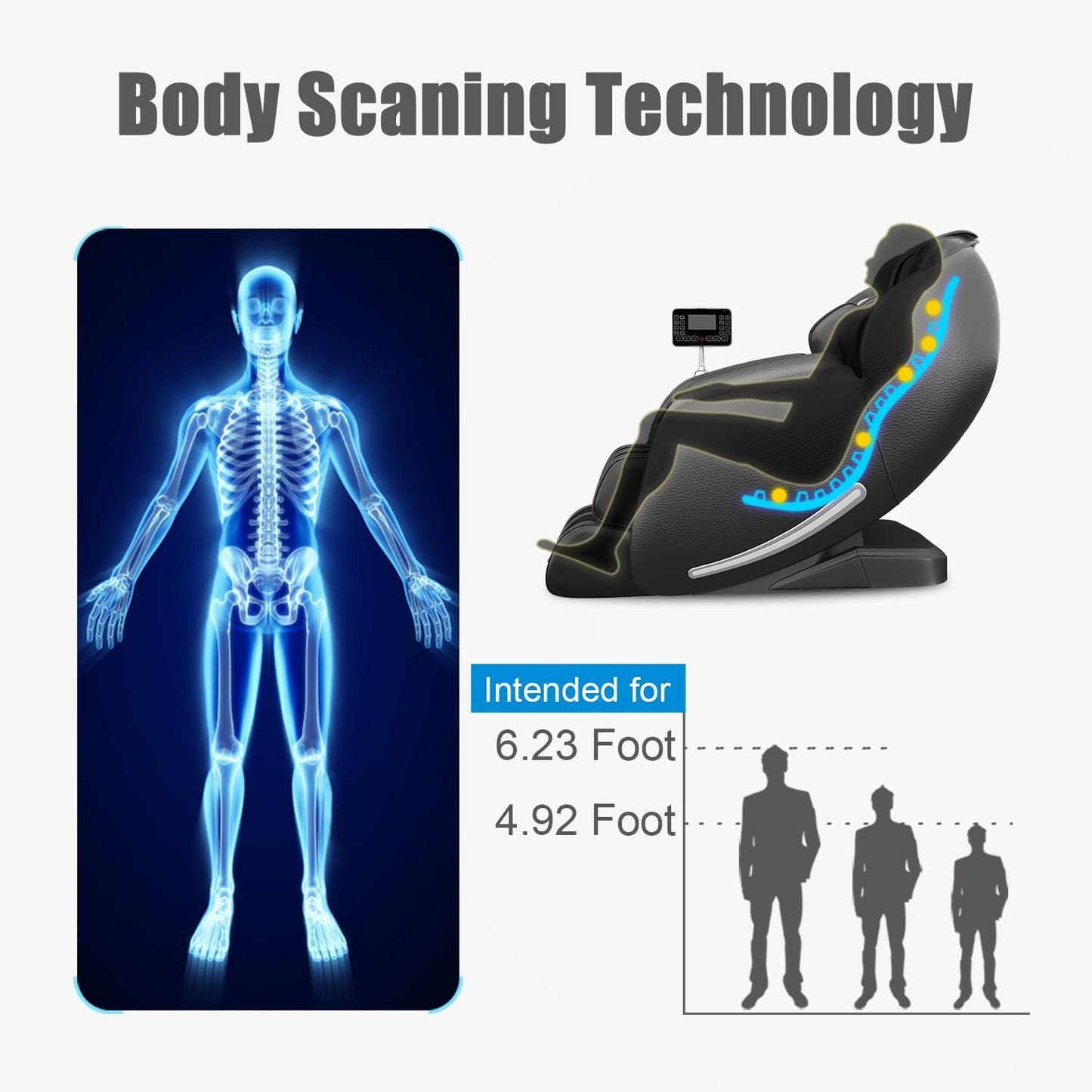 Real Relax 2025 Massage Chair Full Body, Zero Gravity SL-Track Shiatsu Massage Recliner with Heat, APP Control, Child Lock, Body Scan Bluetooth Foot Roller, Favor 06, All Black