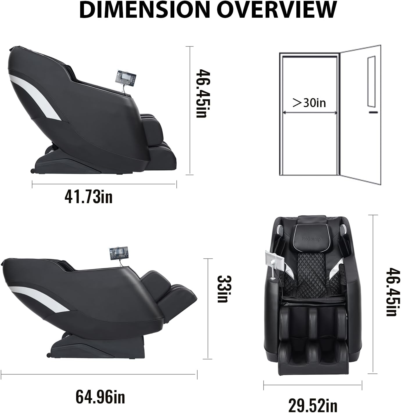 Massage Chair Full Body: with Zero Gravity, 8-Point Nodes, Waist & Leg Heat, Airbag Compression, Foot Rollers, Auto Massage Programs, Bluetooth Speakers, LED Remote, Adjustable Calf