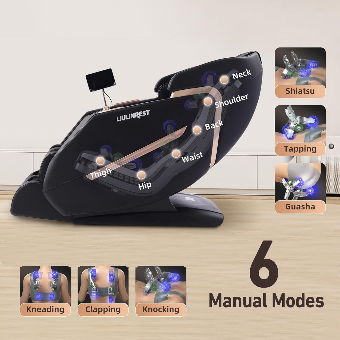 2025 4D Massage Chair, SL-Track Shiatsu Massage Recliner Chair with 3 Zero Gravity Modes & Full Body Airbags, Intelligent Massage Chairs with Smart Voice Control & Touchable Screen (Black)