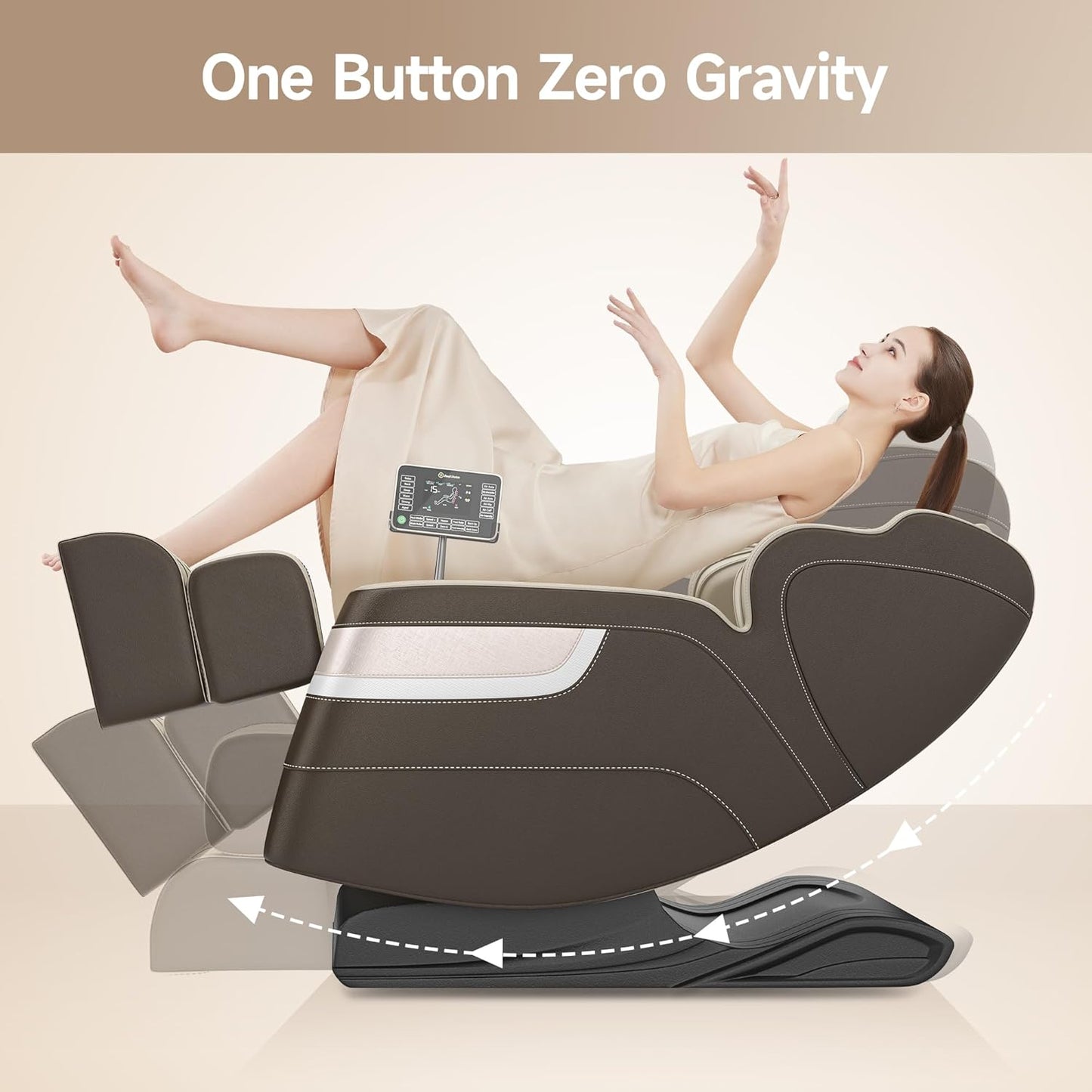 Real Relax Full Body Massage Chair, Zero Gravity Massage Recliner Chair with 6 Auto Modes, Full Body Airbags, Bluetooth, Fit Office and Home, Brown