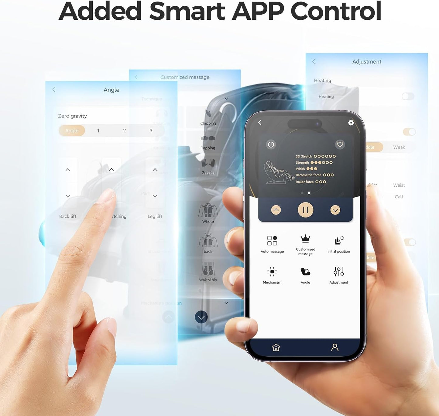 Zero Gravity Massage Chair: 3D Full Body Airbags Shiatsu Massaging Chairs - SL Track AI APP Body Scanning Heating Recliner
