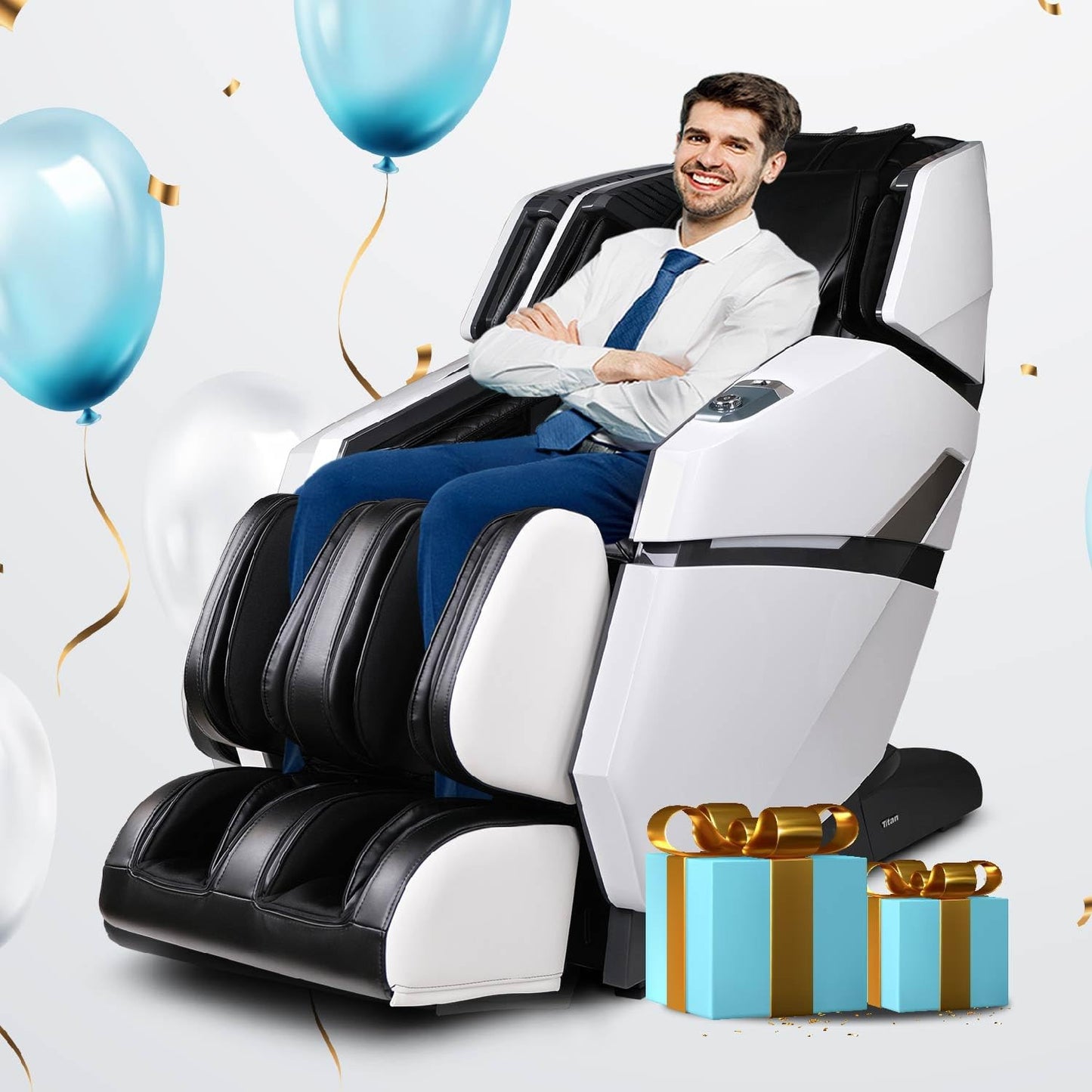 Osaki Titan Summit Flex | Gray | SL-Track Zero Gravity Full Body Massage Chair | Body Scanning | Lumbar and Calf Heating | Bluetooth Speaker | Space Saving | Full Body Airbag Compression