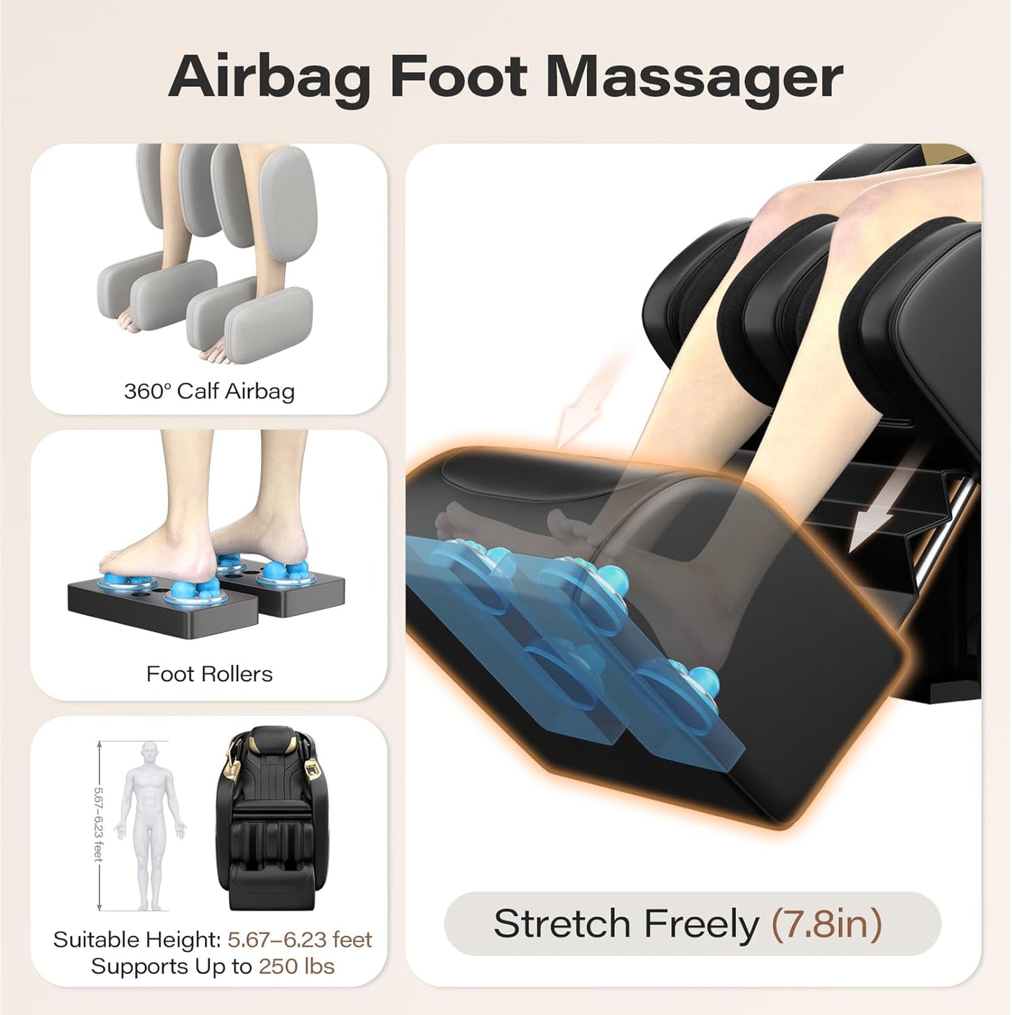 TLIFE Massage Chair Full Body, 160°Zero Gravity Recliner with Body Scan, 50" SL-Track Shiatsu Massage Chair, Fixed Point Massage, Foot Rollers, 12 Auto Modes, Deep Yoga Stretch, Heating, Black