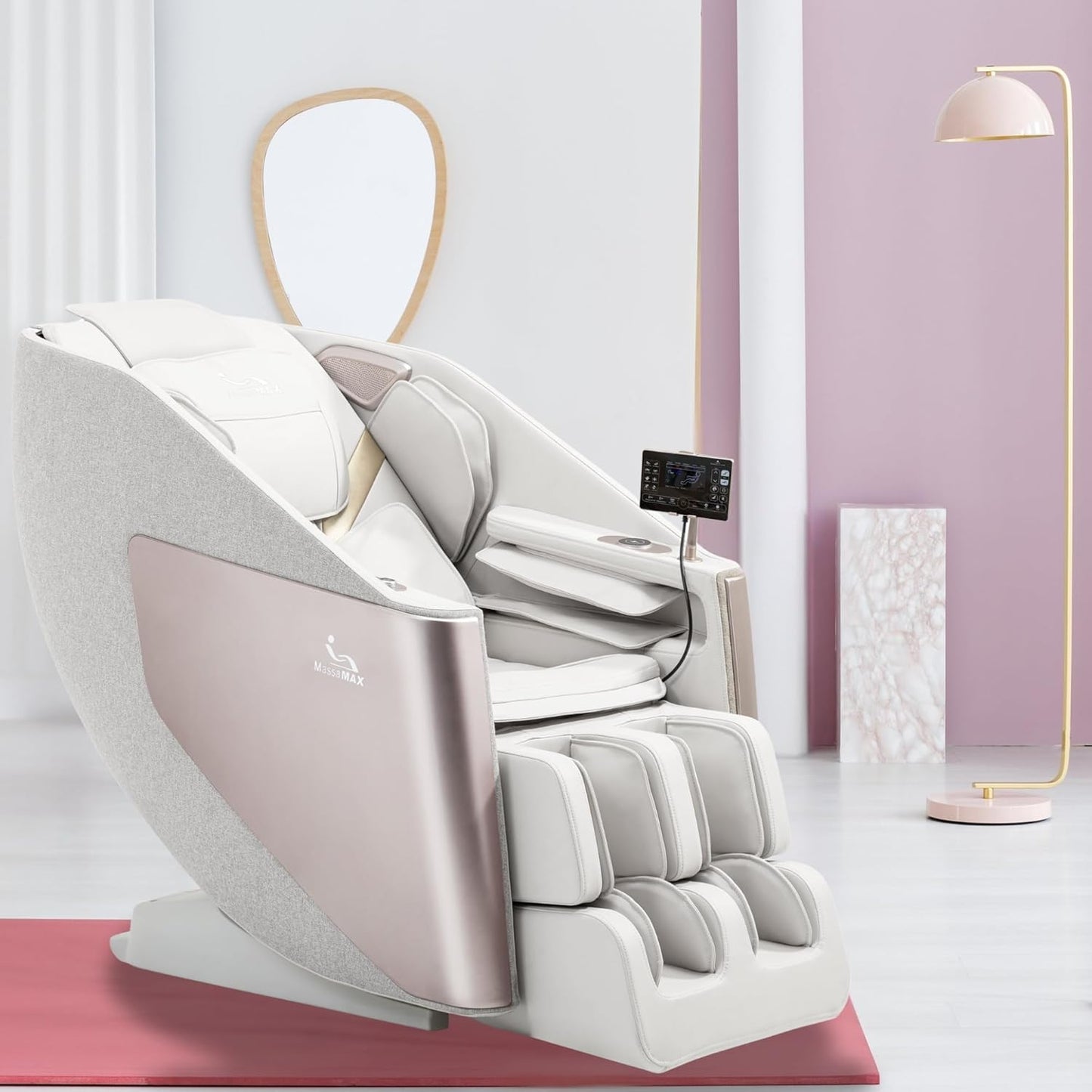 MassaMAX A305 Massage Chair Full Body, Zero Gravity, 53.15" SL-Track Shiatsu Massage Recliner Chair with Heat, AI Voice Control, Body Scan and Calfrest Extension, 15 Modes, Fully Assembled, Golden