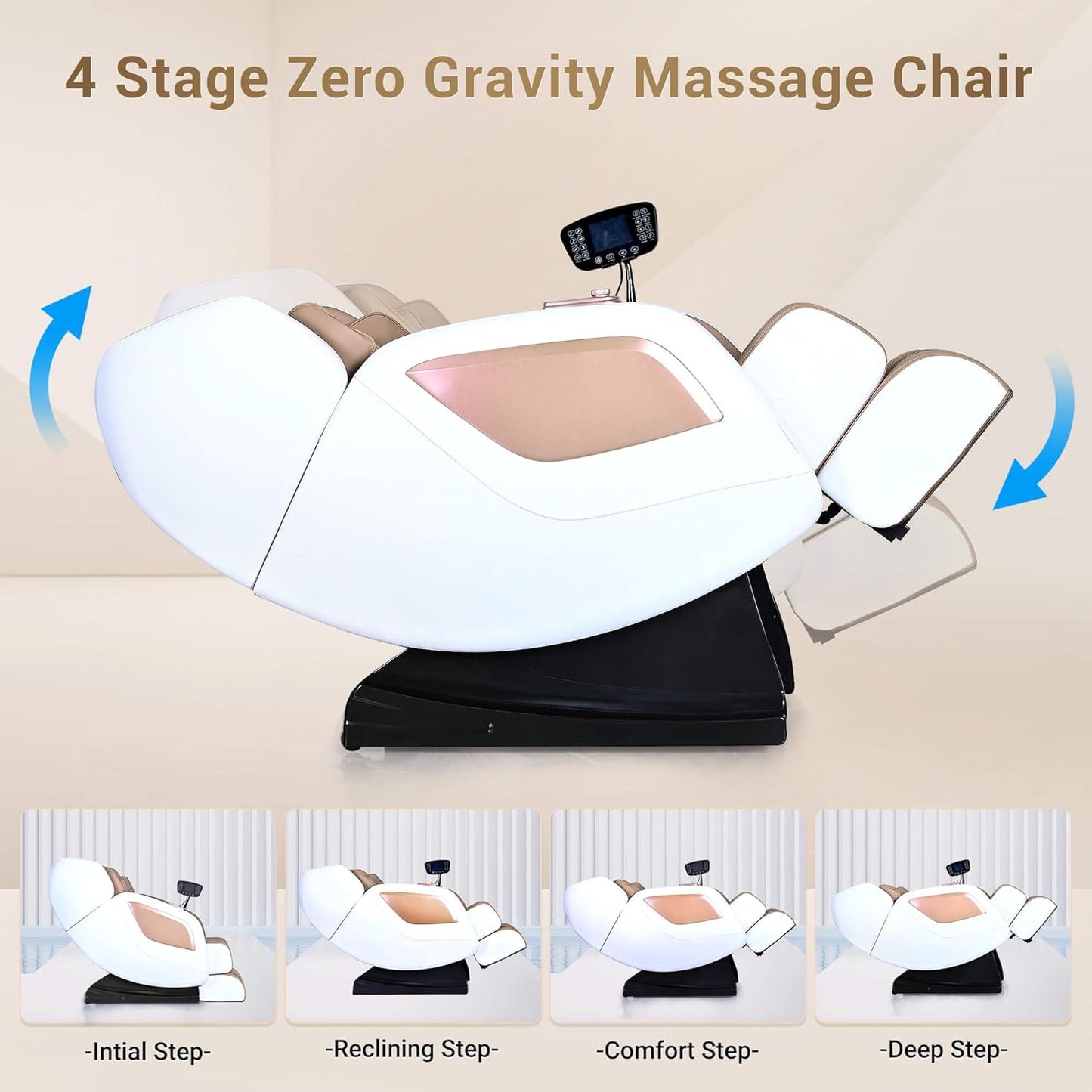 Massage Chair Full Body with Heat, Full Body Zero Gravity Shiatsu Massage Chair, Kneading Recliner w/ 20 Auto Modes, Foot Massage, Bluetooth, USB Charging Port, Touch Screen Controller