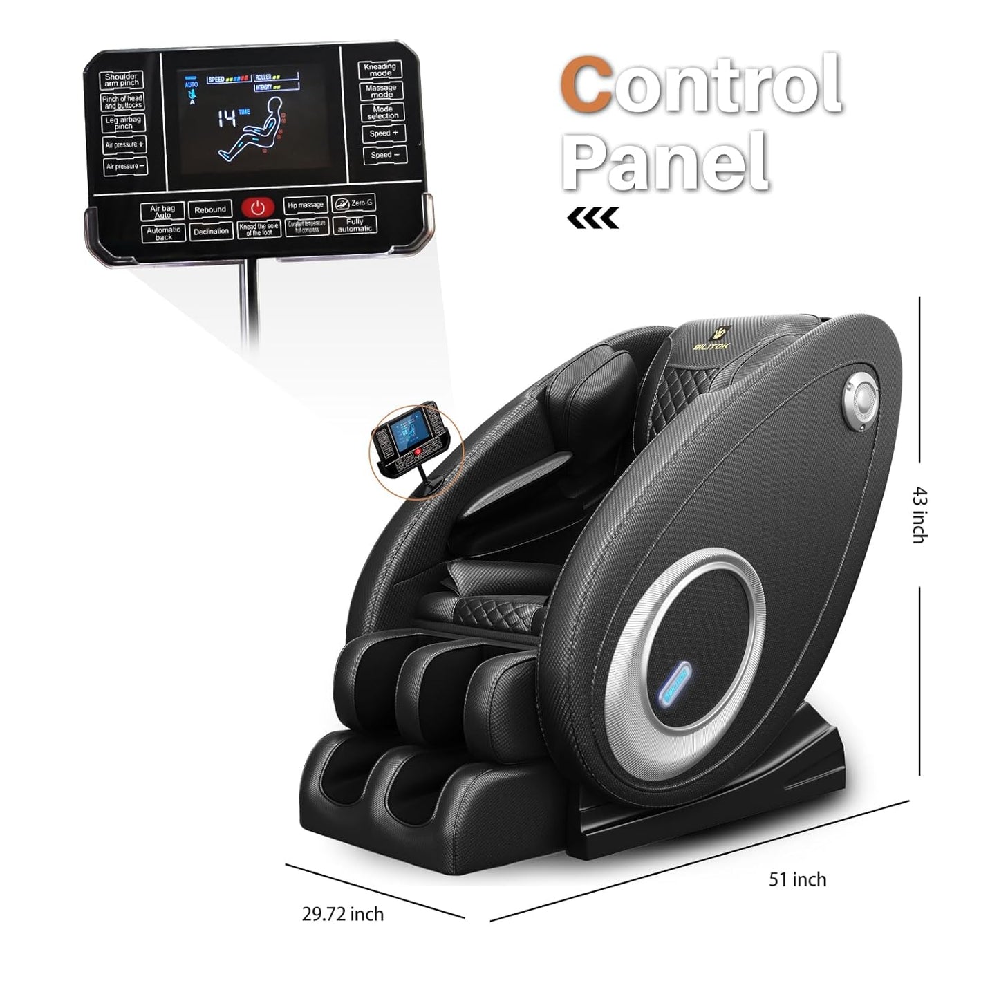 Massage Chair Full Body, Zero Gravity Massage Chair with 8 Fix Rollers, Foot Massage, Heating, Auto Modes, Full Body Airbag, Touch Screen Controller, Music Player, Home Massage for Back Fatigue
