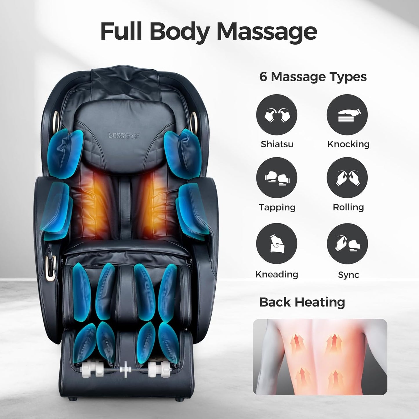 Zero Gravity Massage Chair: 3D Full Body Airbags Shiatsu Massaging Chairs - SL Track AI APP Body Scanning Heating Recliner