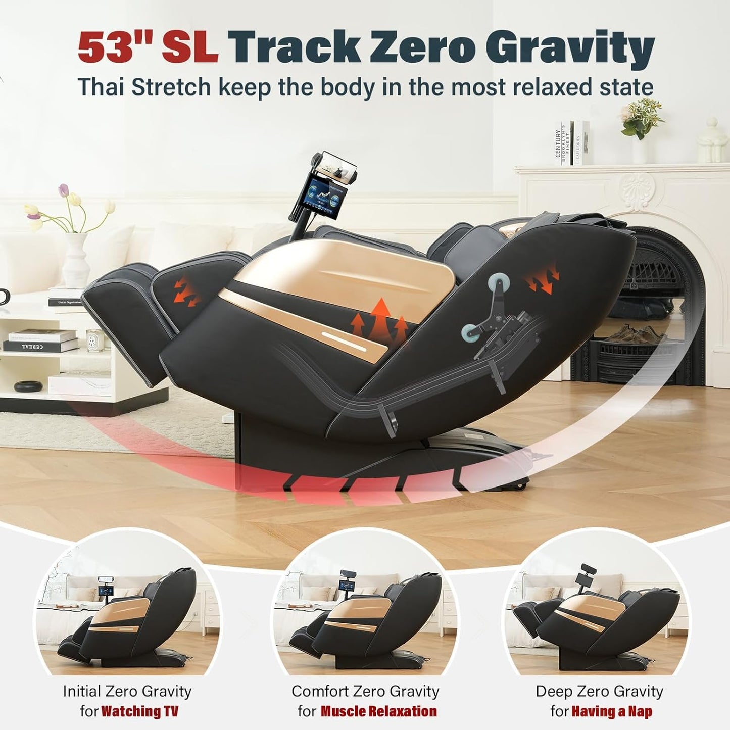 2025 Massage Chair Full Body, 4D Zero Gravity Massage Chairs SL Track Shiatsu Massage Recliner Chair with Secure-Fit Arm Airbag, Waist & Calf Heating Voice Control Bluetooth Joystick G2 Black