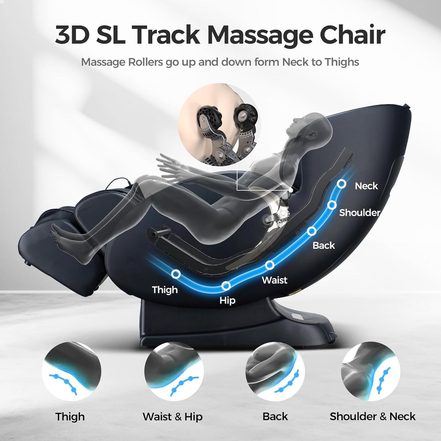Zero Gravity Massage Chair: 3D Full Body Airbags Shiatsu Massaging Chairs - SL Track AI APP Body Scanning Heating Recliner