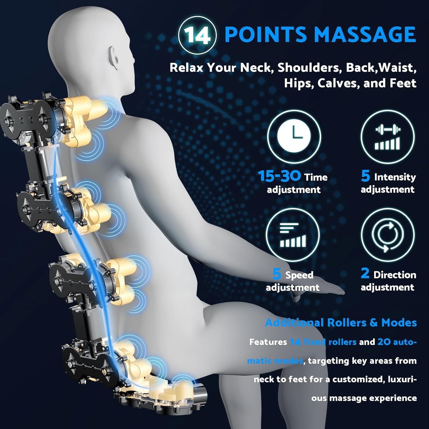 Massage Chair, Zero Gravity Full Body Massage Chair Extra Large Shiatsu Recliner w/ 14 Massage Points, Lumbar & Calf Heating, 20 Auto Modes
