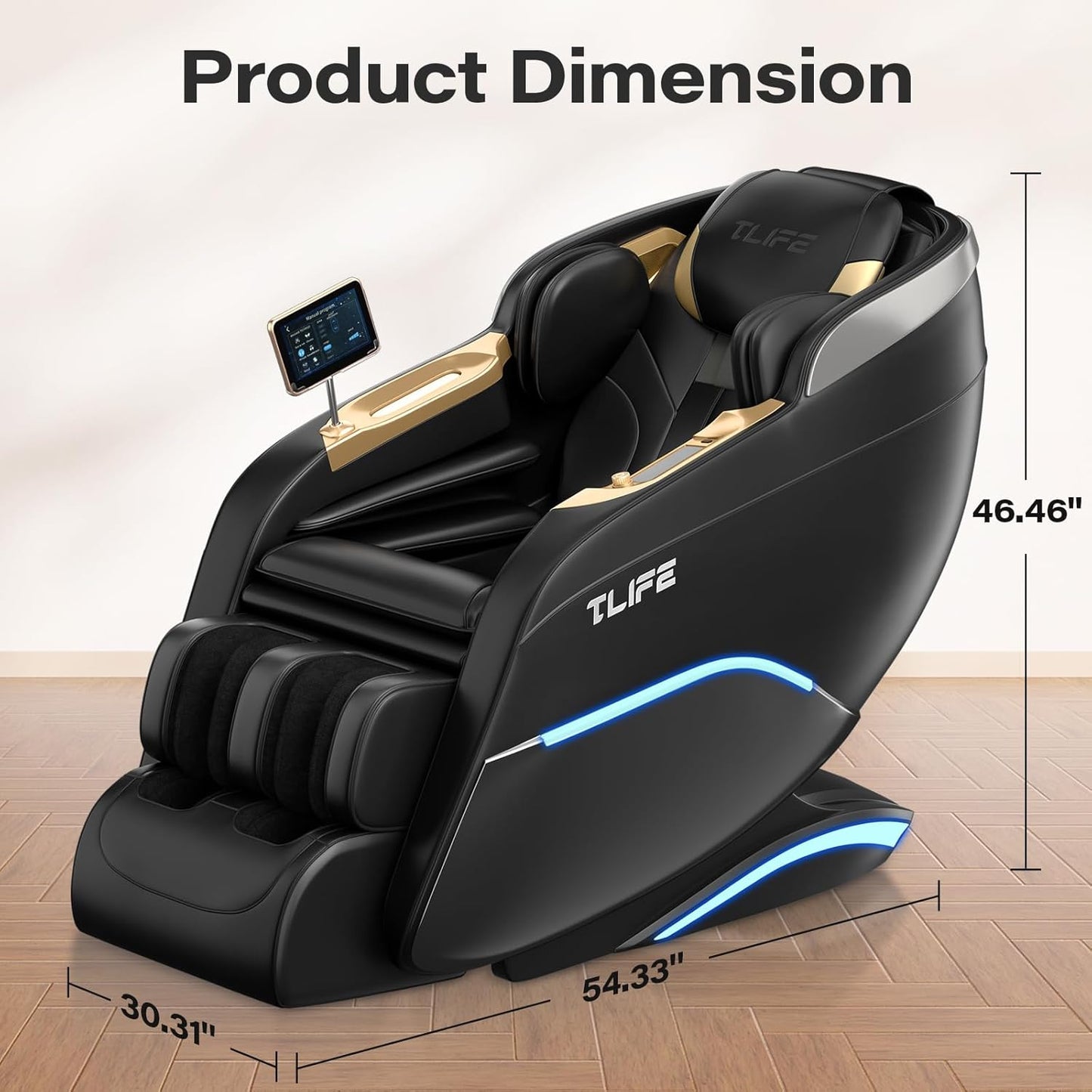 TLIFE Massage Chair Full Body, 160°Zero Gravity Recliner with Body Scan, 50" SL-Track Shiatsu Massage Chair, Fixed Point Massage, Foot Rollers, 12 Auto Modes, Deep Yoga Stretch, Heating, Black