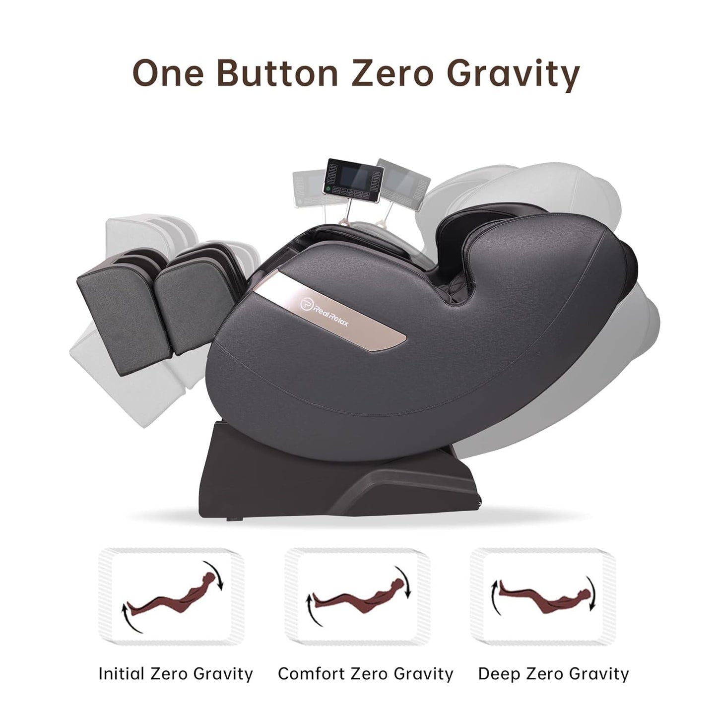 Real Relax 2025 Full Body Massage Chair of Dual-core S Track,Shiatsu Massage Recliner of Zero Gravity with APP and LCD Control,Lower Back and Calf Heating,Bluetooth,Home or Office Use,Black