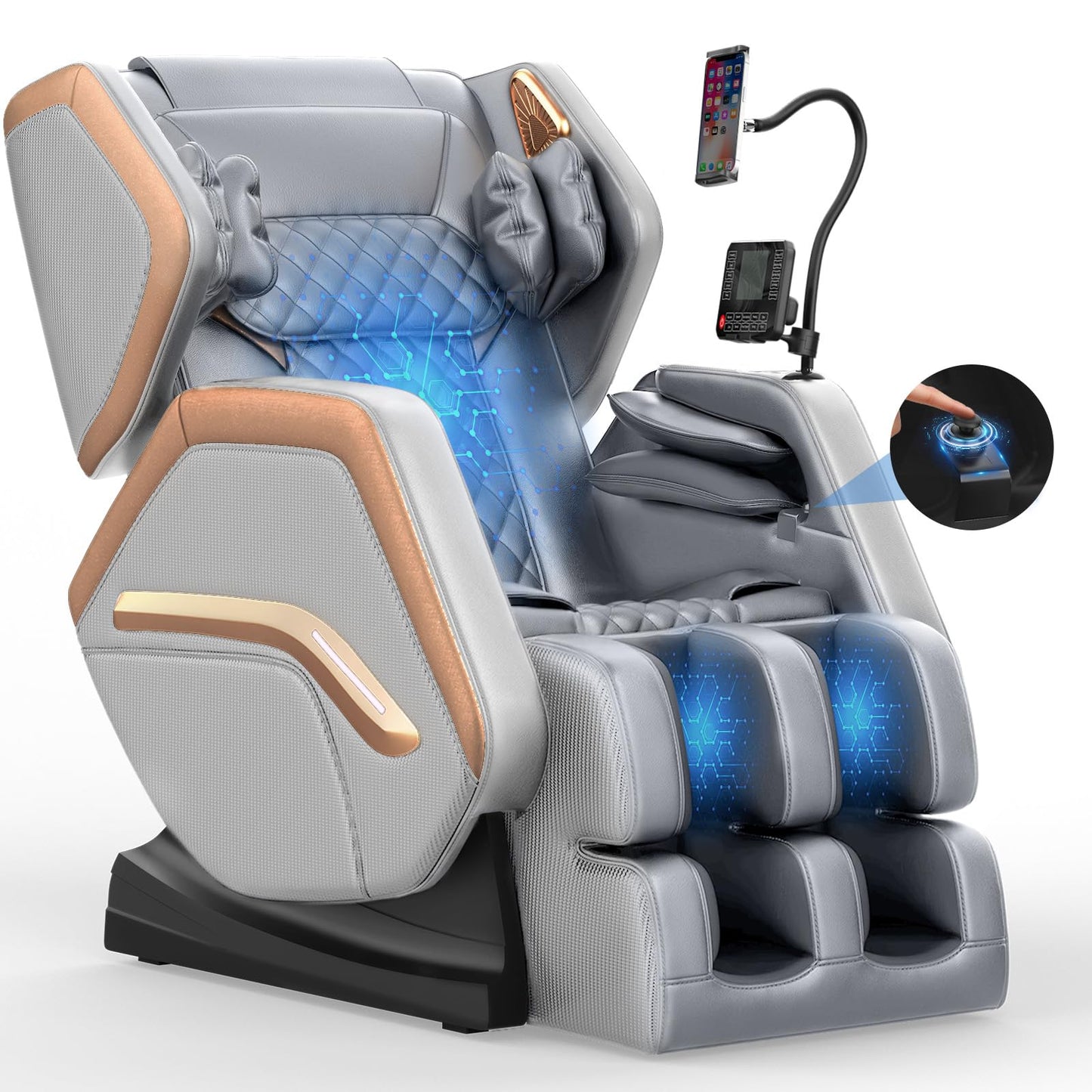 Massage Chair Full Body, Zero Gravity Massage Chair 2025 for Back Fatigue with 10 Fixed Rollers, Airbags, Phone Controller, Heating, Bluetooth Speaker, Nightlights for Living Room, Bedroom
