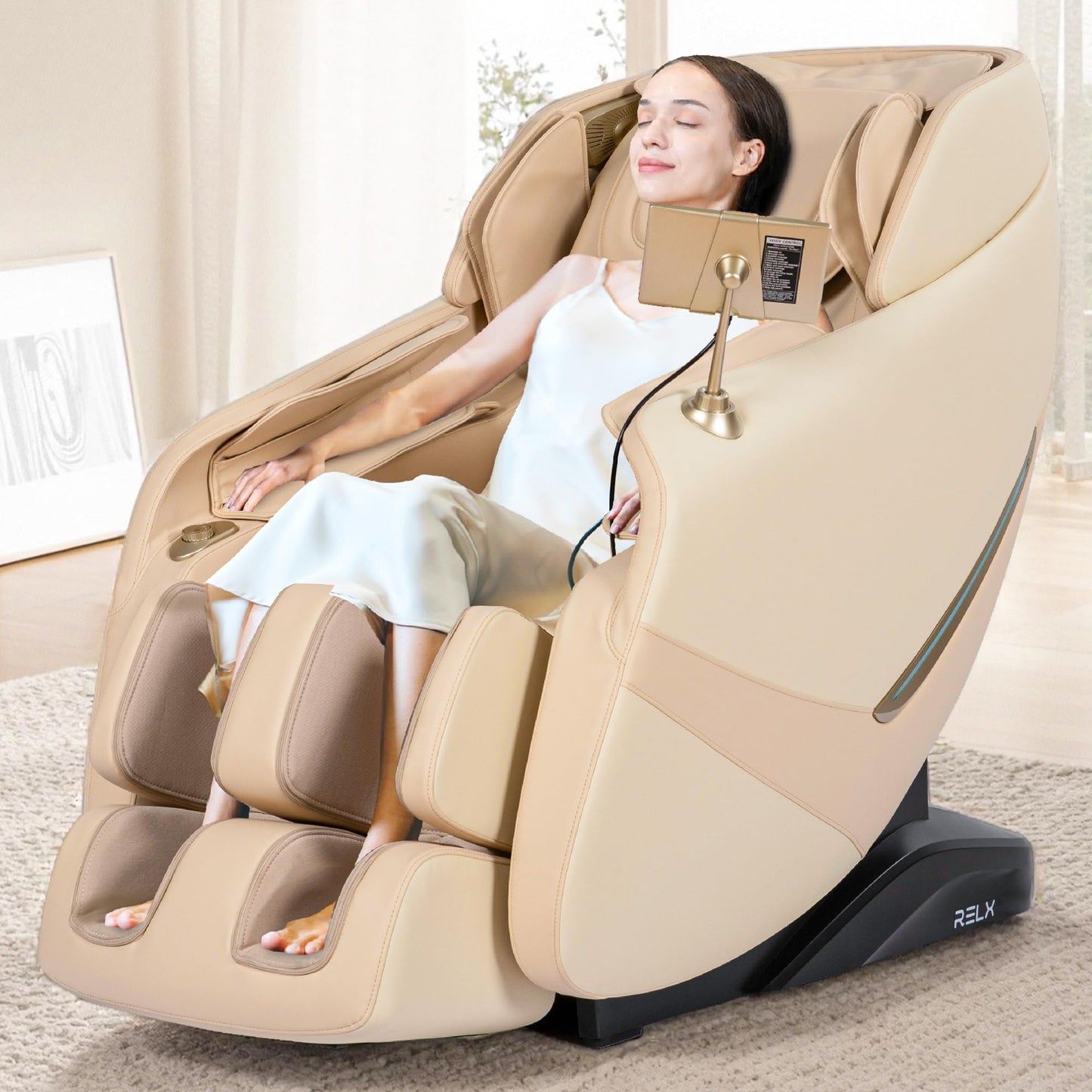 RELX 2025 Massage Chair Full Body, Zero Gravity Airbag Shiatsu Massage Chair with SL-Track, Heating, AI Control, Body Scan, 13 Modes, Foot Rollers, and Deep Yoga Stretch (Black)