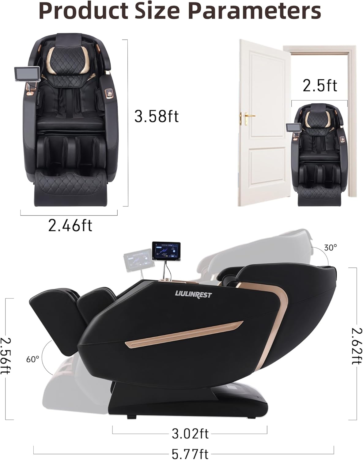 2025 4D Massage Chair, SL-Track Shiatsu Massage Recliner Chair with 3 Zero Gravity Modes & Full Body Airbags, Intelligent Massage Chairs with Smart Voice Control & Touchable Screen (Black)
