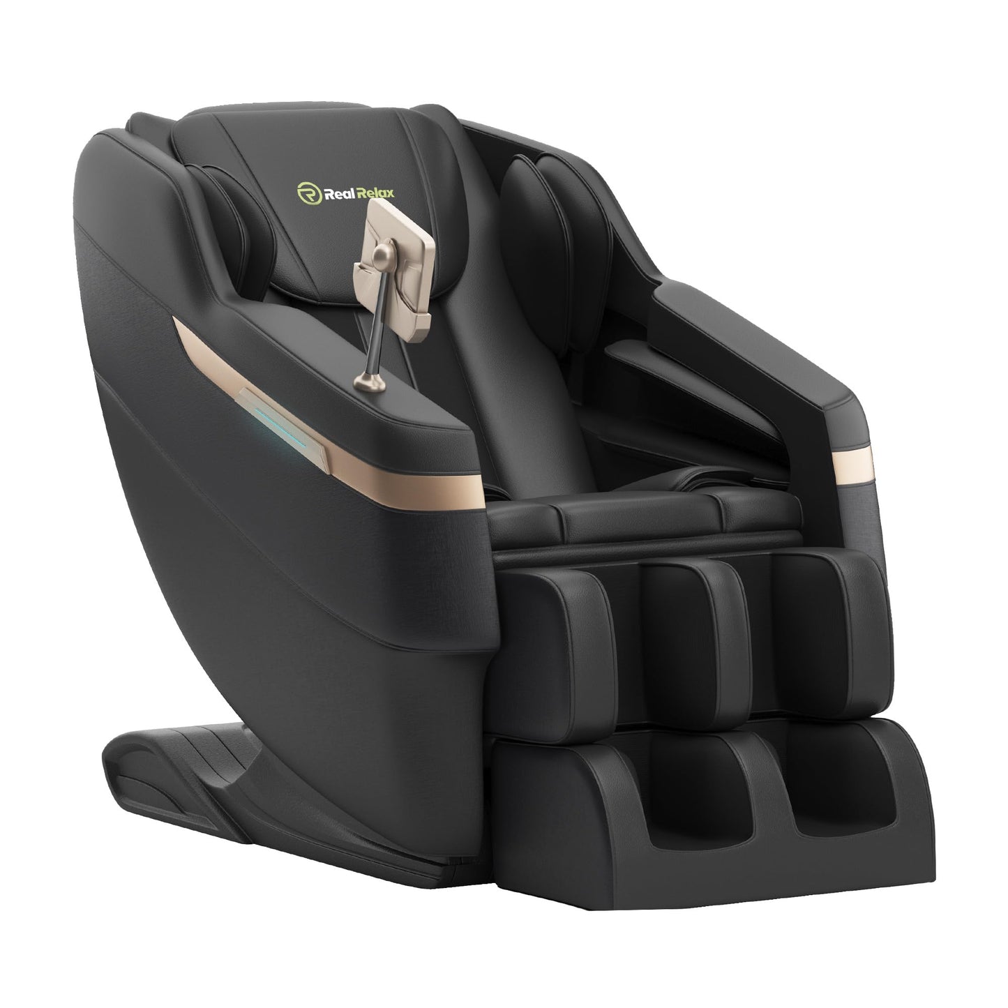 Real Relax 2025 Full Body Massage Chair, Zero Gravity Shiatsu Massage Chair Recliner, Waist and Calf Heating, Foot Massage, Bluetooth, Large Control Screen (Brown and Gold)