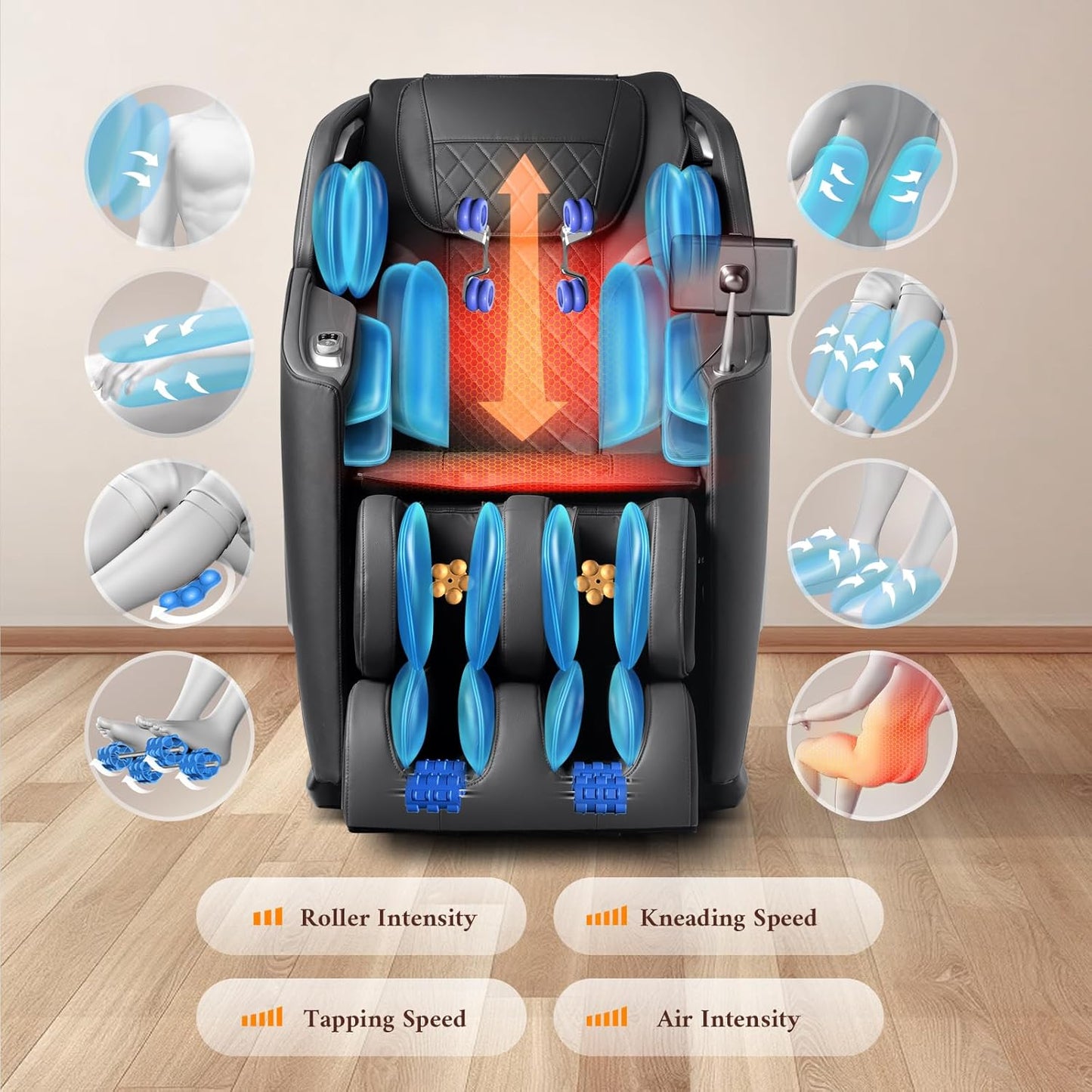 4D Massage Chair, Full Body Massage Chair, Zero Gravity Recliner w/Intelligent Voice Control, 53.14" SL Track, Electric Calfrest Extension, 12 Auto Modes, USB Type-C, Bluetooth Speaker, TFT Screen