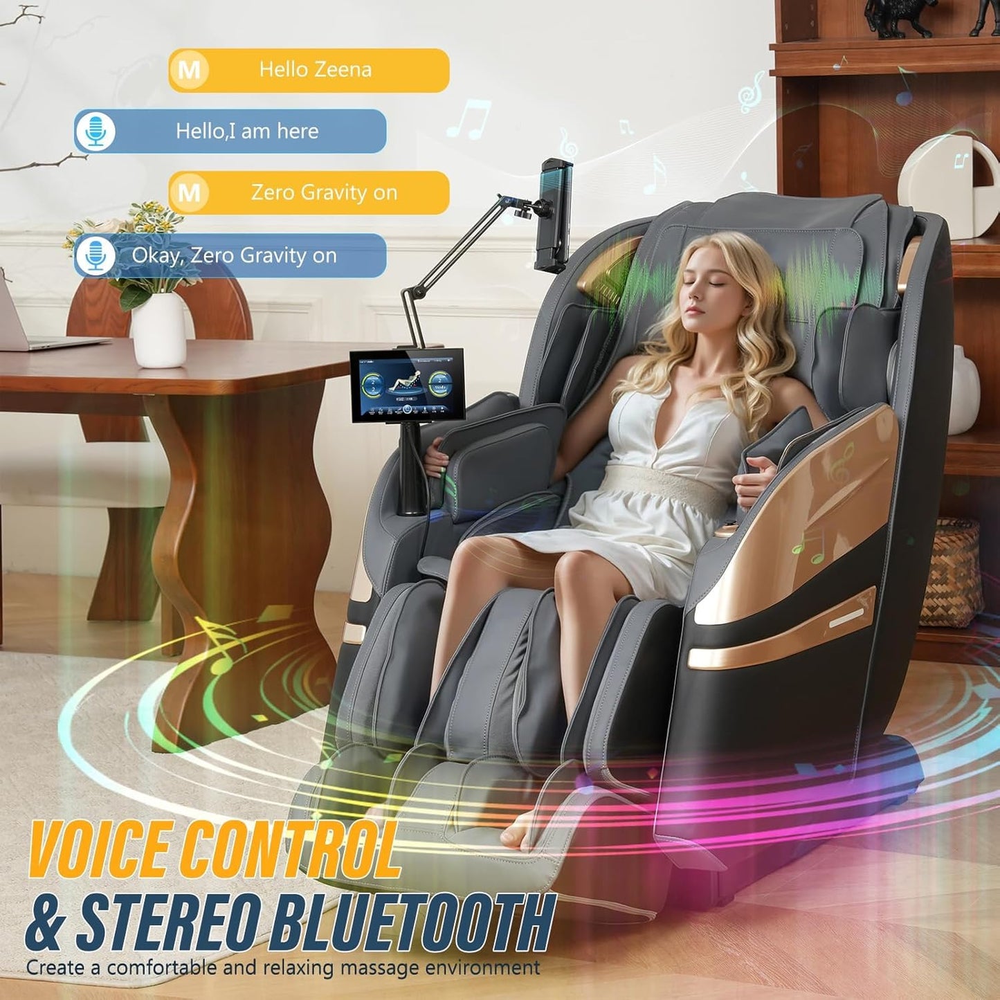 2025 Massage Chair Full Body, 4D Zero Gravity Massage Chairs SL Track Shiatsu Massage Recliner Chair with Secure-Fit Arm Airbag, Waist & Calf Heating Voice Control Bluetooth Joystick G2 Black