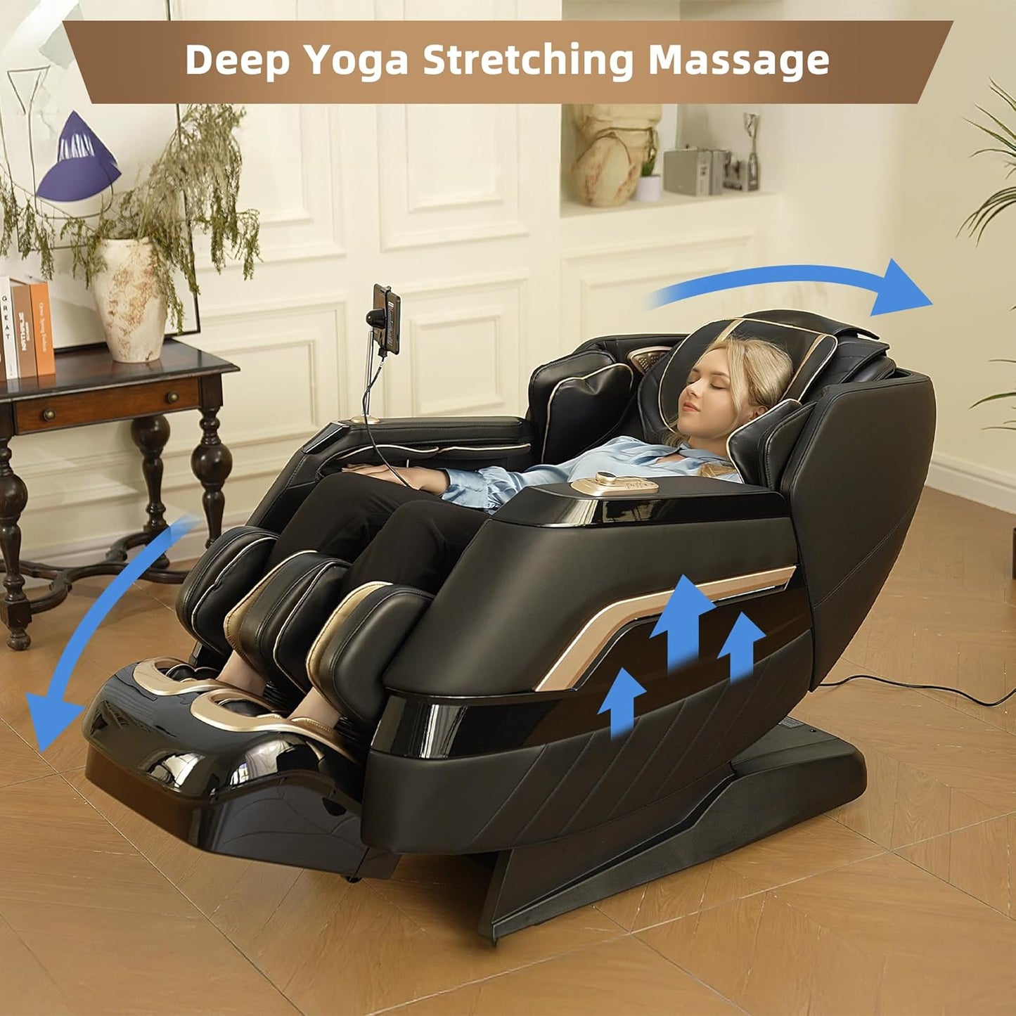 Alfine A66 4D Full Body Massage Chair – Made in The U.S.A. with U.S. & Imported Material, SL Track, Yoga Stretch, Zero Gravity, AI Voice Control, Heating, Automatic Footrest