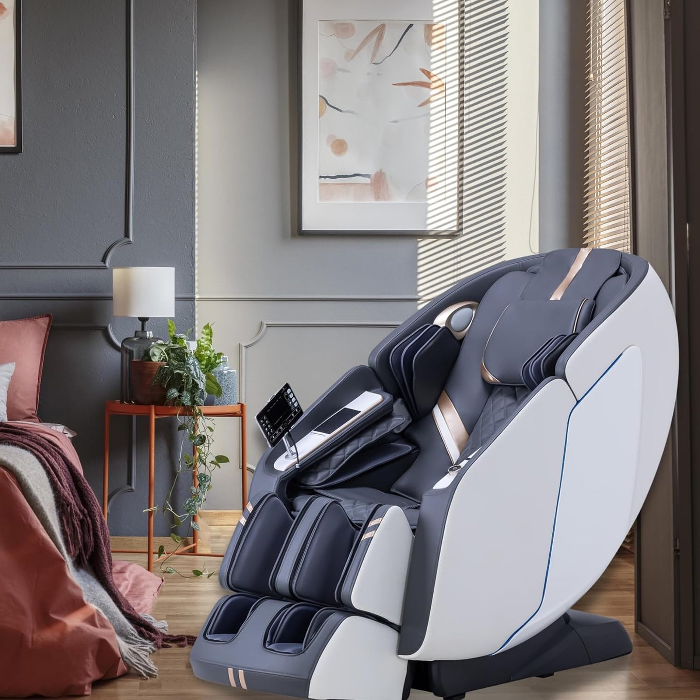 MassaMAX 4D Full Body Massage Chair with Zero Gravity, Extendable Footrest, SL Track, 15 Modes, AI Voice Control, Yoga Stretch, Foot Rollers, and Waist & Calves Heating Comfort with Cover (White)