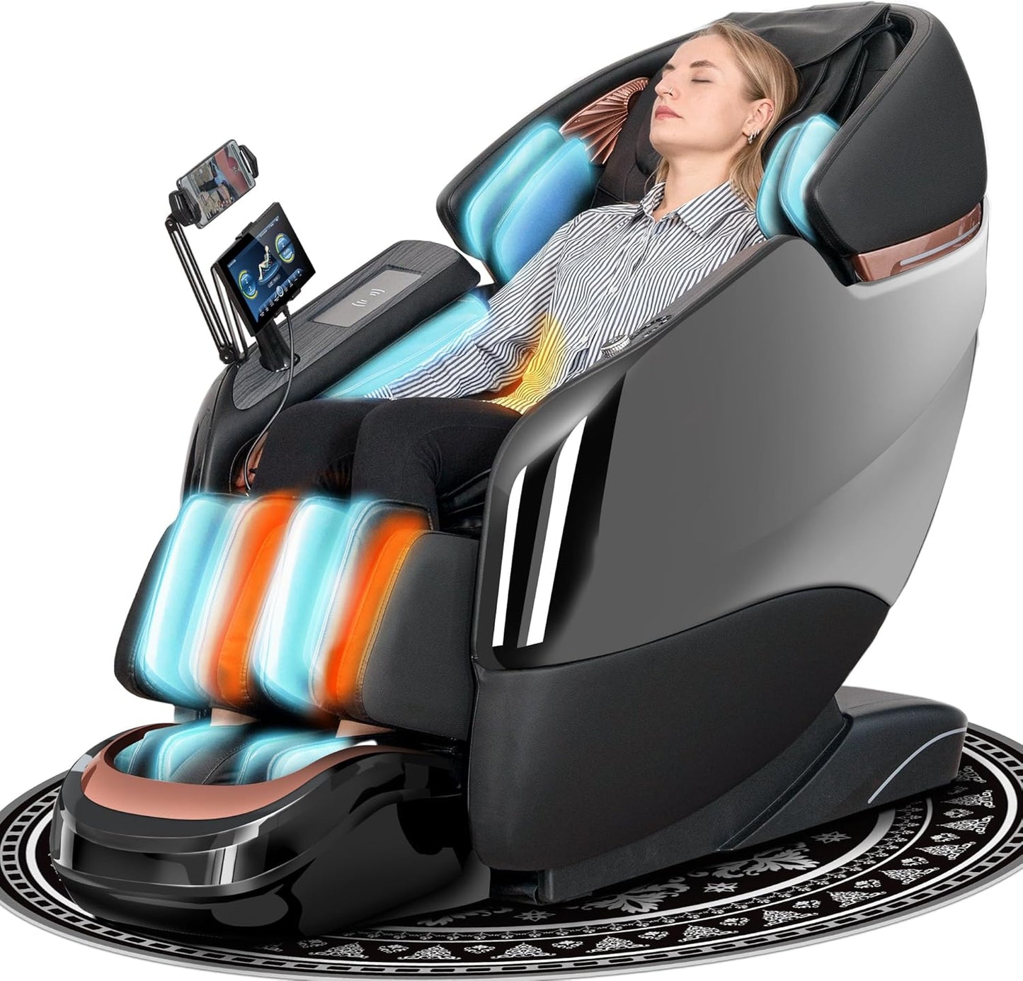 Massage Chair Full Body, 2025 Zero Gravity SL-Track Shiatsu Massage Chairs Recliner with AI Voice, LED Backlight Remote Control, Waist & Calf Heating, Phone Joystick and Holder, G6 Black