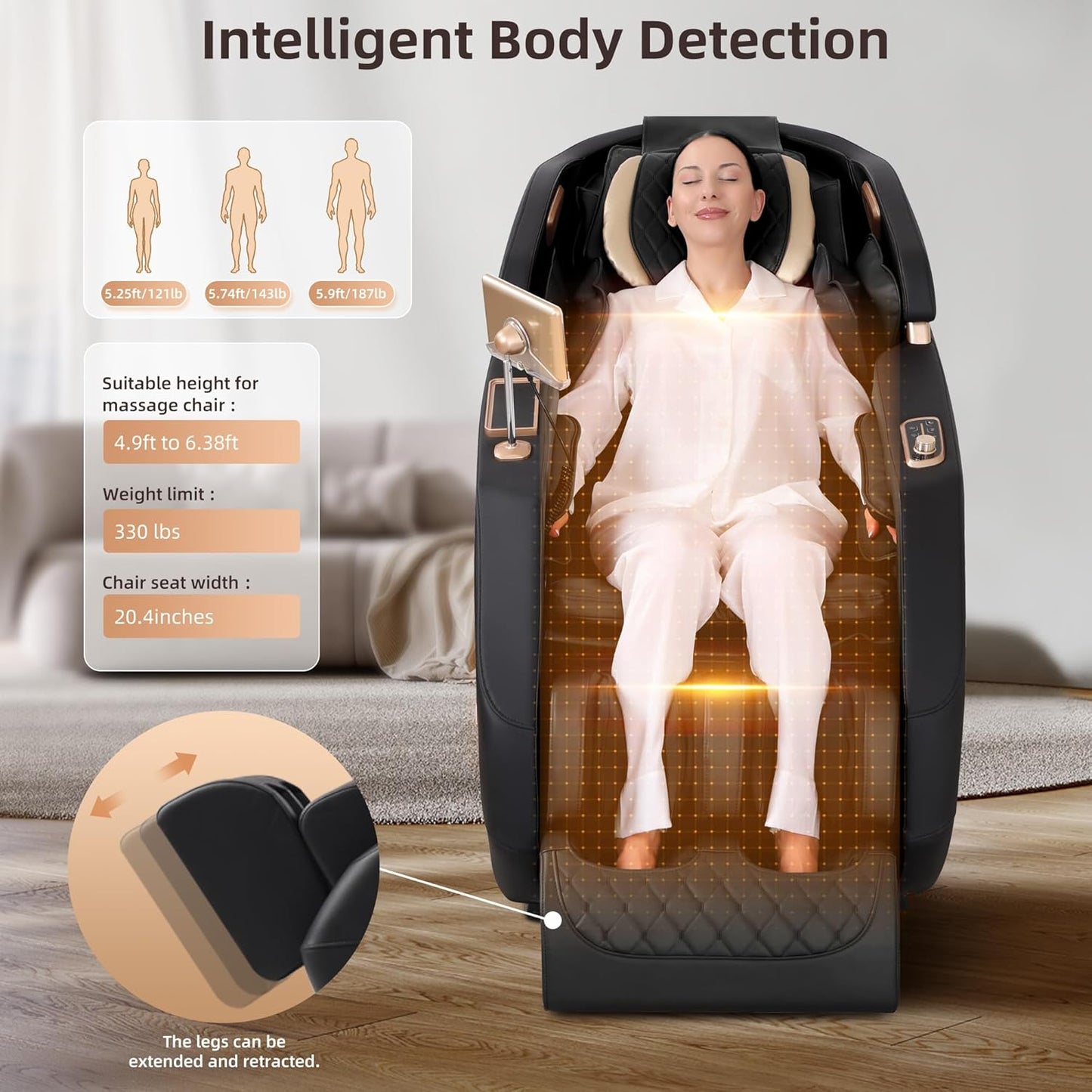 2025 4D Massage Chair, SL-Track Shiatsu Massage Recliner Chair with 3 Zero Gravity Modes & Full Body Airbags, Intelligent Massage Chairs with Smart Voice Control & Touchable Screen (Black)