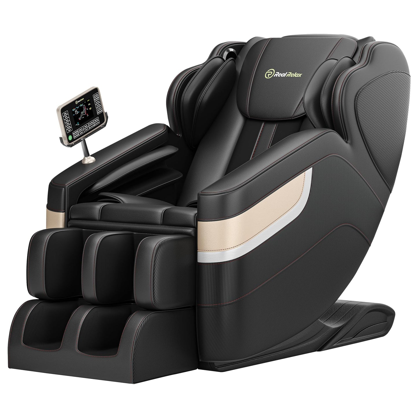 Real Relax Full Body Massage Chair, Zero Gravity Massage Recliner Chair with 6 Auto Modes, Full Body Airbags, Bluetooth, Fit Office and Home, Brown