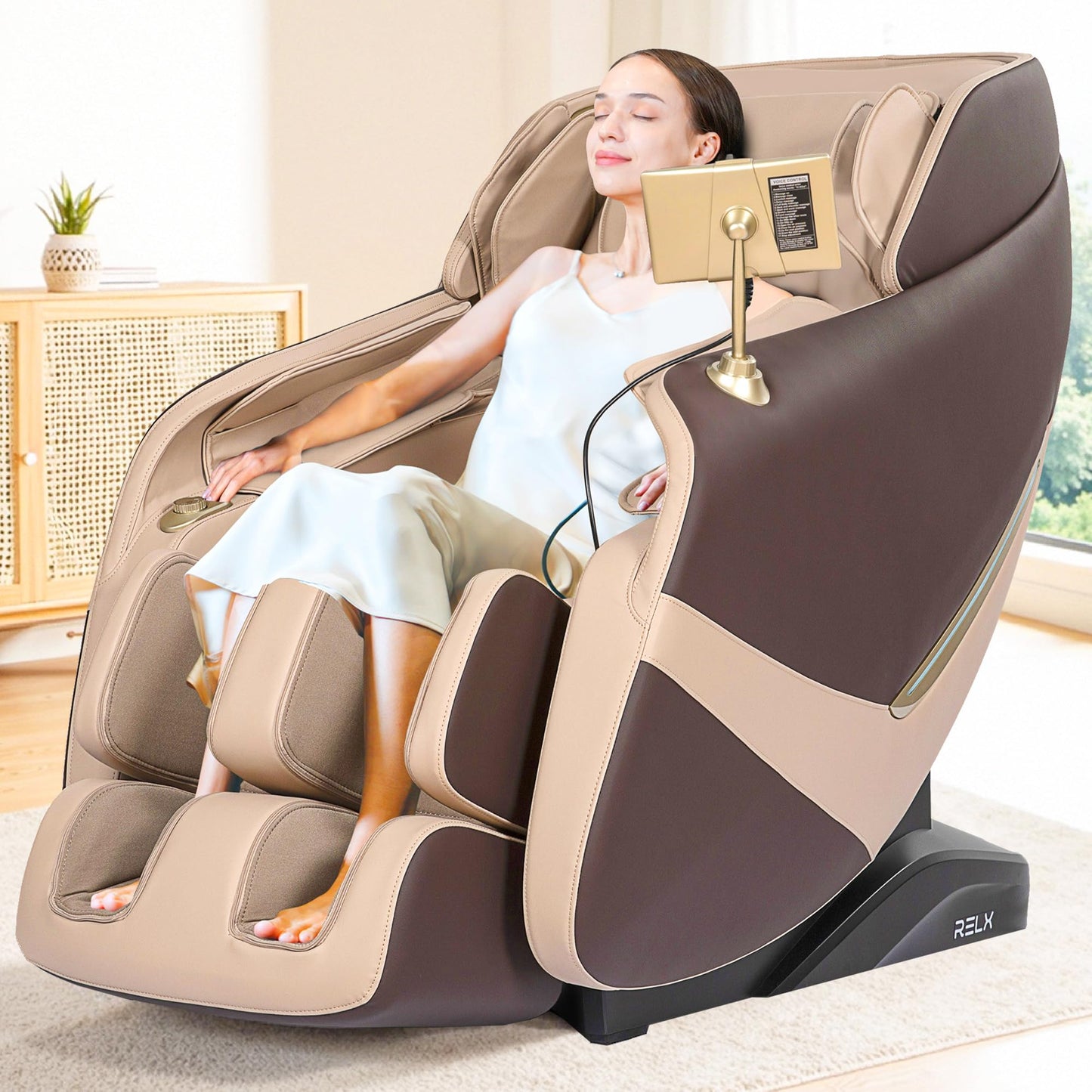 RELX 2025 Massage Chair Full Body, Zero Gravity Airbag Shiatsu Massage Chair with SL-Track, Heating, AI Control, Body Scan, 13 Modes, Foot Rollers, and Deep Yoga Stretch (Black)