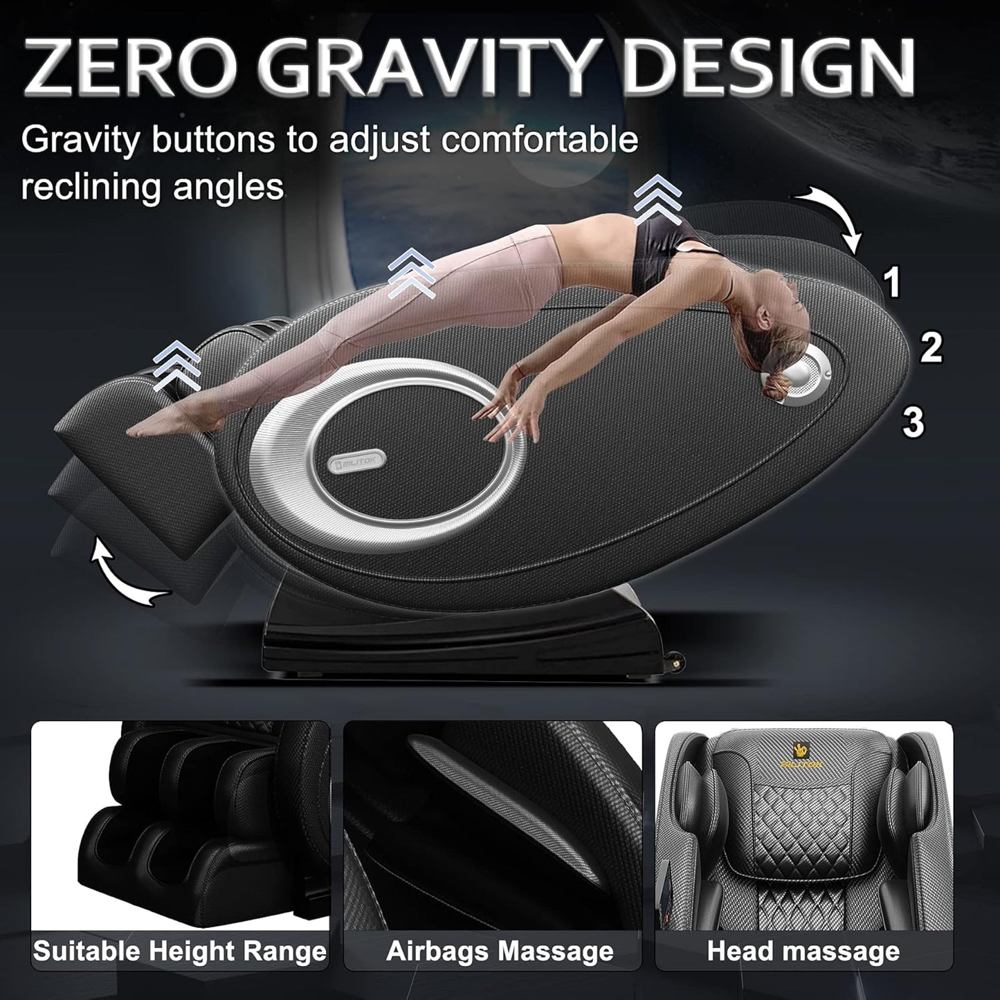 Massage Chair Full Body, Zero Gravity Massage Chair with 8 Fix Rollers, Foot Massage, Heating, Auto Modes, Full Body Airbag, Touch Screen Controller, Music Player, Home Massage for Back Fatigue