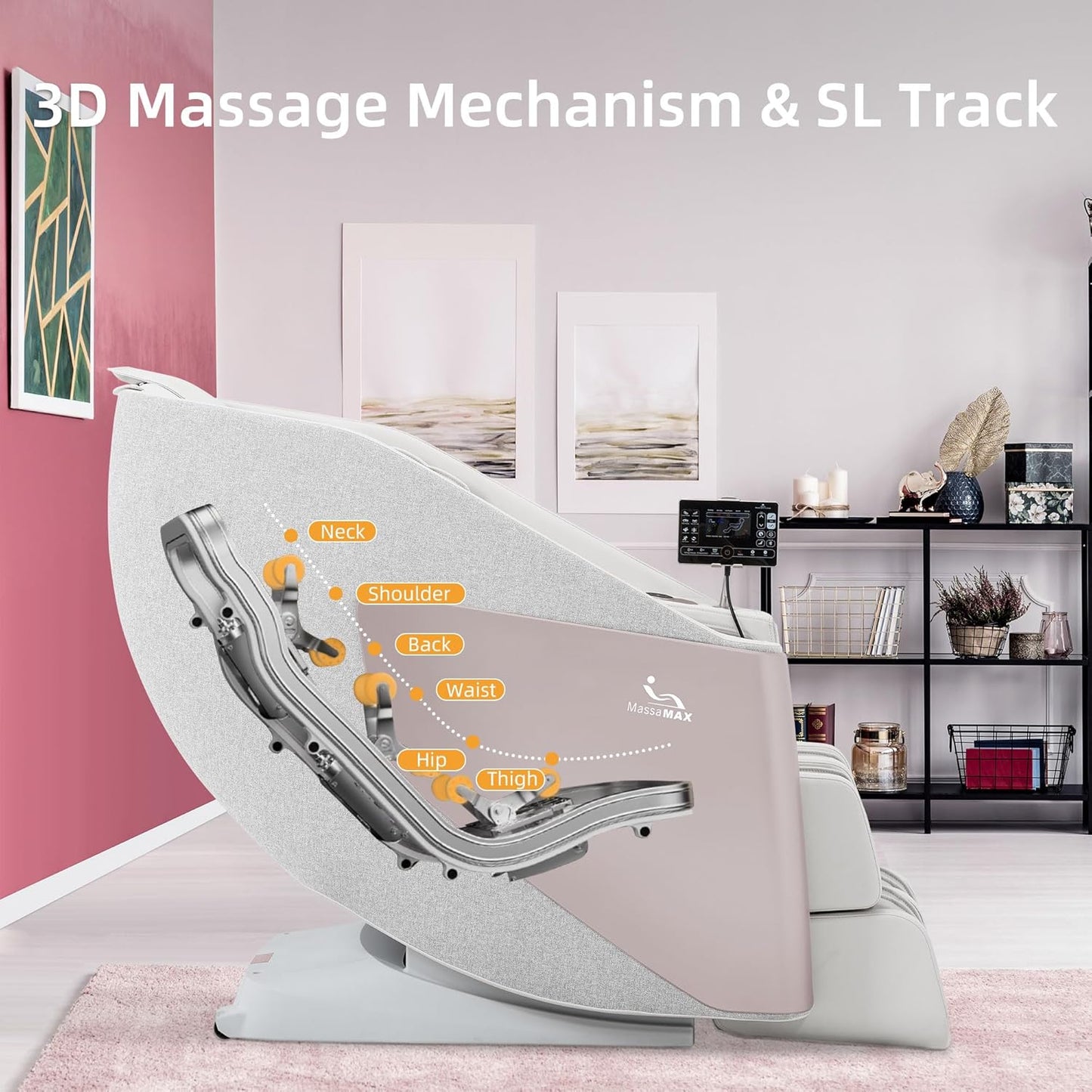 MassaMAX A305 Massage Chair Full Body, Zero Gravity, 53.15" SL-Track Shiatsu Massage Recliner Chair with Heat, AI Voice Control, Body Scan and Calfrest Extension, 15 Modes, Fully Assembled, Golden