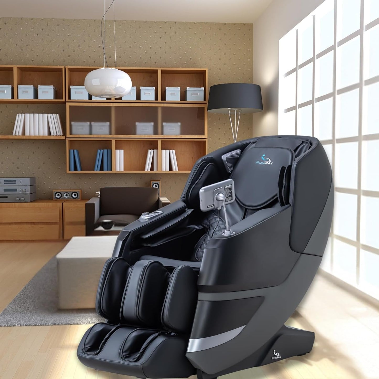 MassaMAX MT339 4D Massage Chair, Full Body Shiatsu Recliner with Auto Extendable Footrest, Zero Gravity, SL Track, Deep Yoga Stretch,15 Modes, AI Voice Control, Foot Rollers, and Heating (Deep Black)