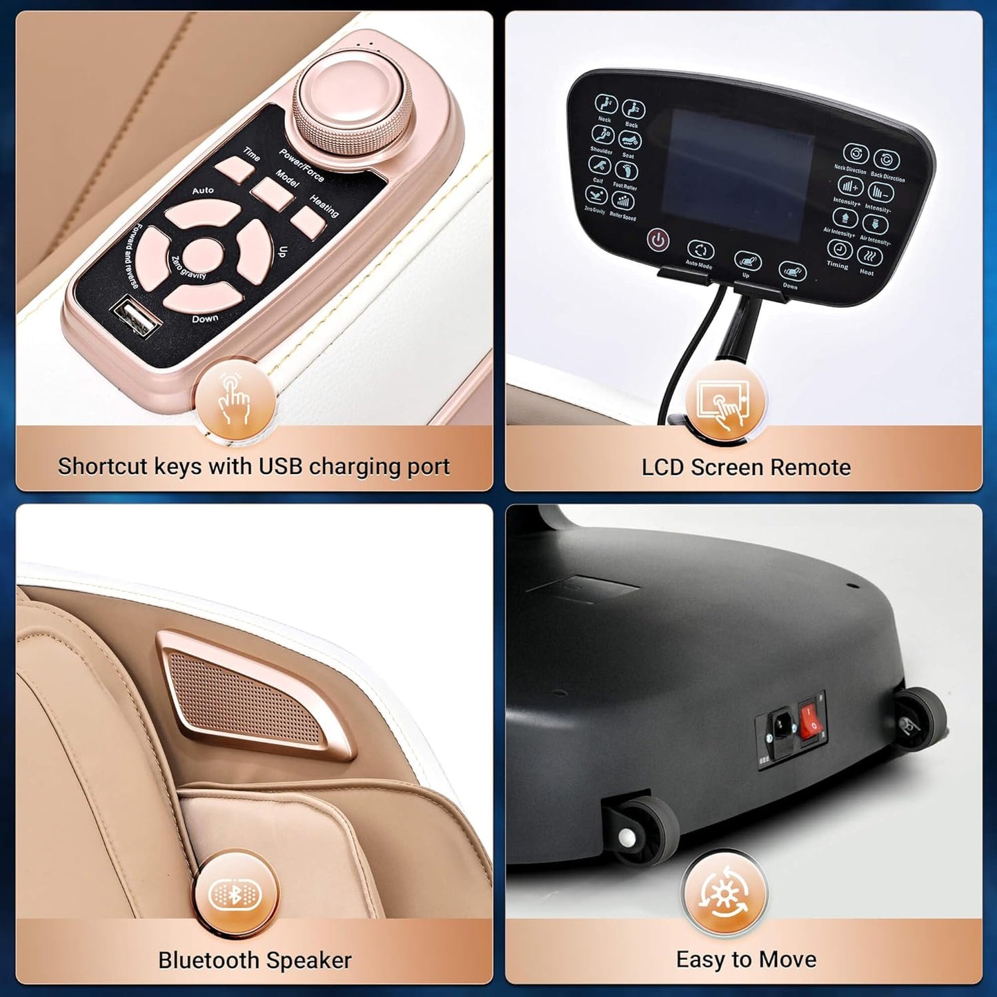 Massage Chair Full Body with Heat, Full Body Zero Gravity Shiatsu Massage Chair, Kneading Recliner w/ 20 Auto Modes, Foot Massage, Bluetooth, USB Charging Port, Touch Screen Controller
