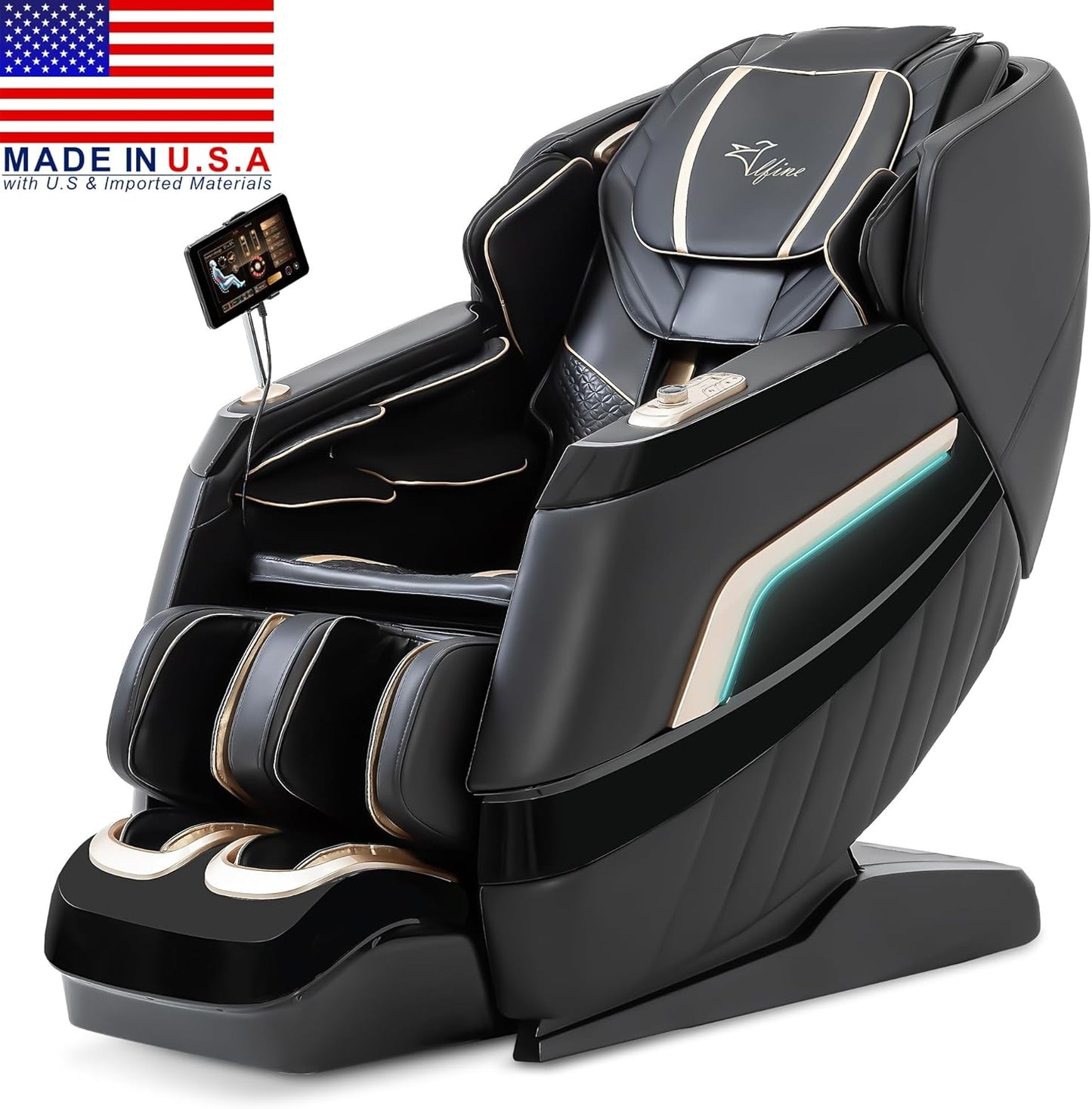 Alfine A66 4D Full Body Massage Chair – Made in The U.S.A. with U.S. & Imported Material, SL Track, Yoga Stretch, Zero Gravity, AI Voice Control, Heating, Automatic Footrest