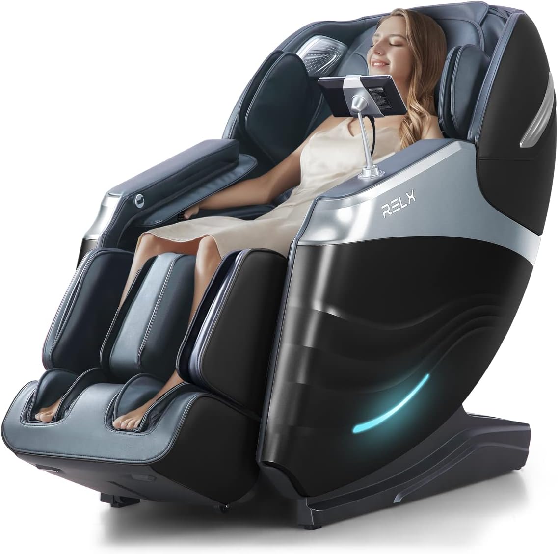 RELX 2025 Massage Chair Full Body, 15 Modes Zero Gravity SL-Track Shiatsu Massage Chair Built-in Heat System, Airbag Massage with Body Scan, Deep Yoga Stretch, Calfrest Extension and AI Control(Black)