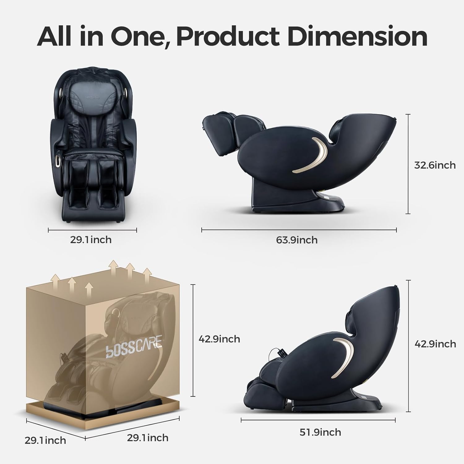 Zero Gravity Massage Chair: 3D Full Body Airbags Shiatsu Massaging Chairs - SL Track AI APP Body Scanning Heating Recliner