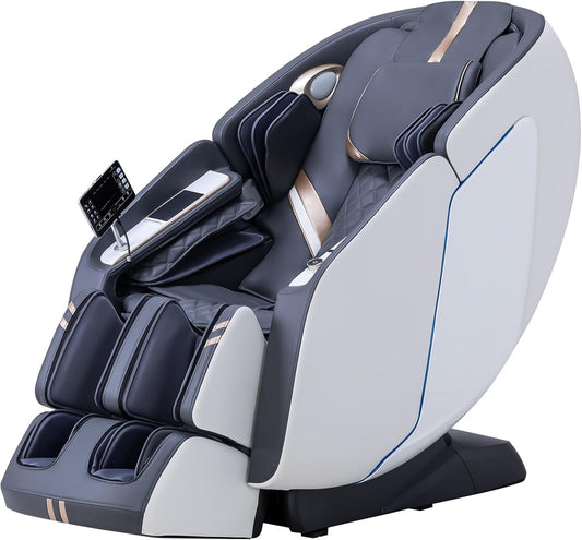 MassaMAX 4D Full Body Massage Chair with Zero Gravity, Extendable Footrest, SL Track, 15 Modes, AI Voice Control, Yoga Stretch, Foot Rollers, and Waist & Calves Heating Comfort with Cover (White)