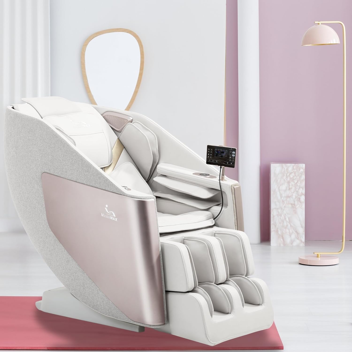 MassaMAX A305 Massage Chair Full Body, Zero Gravity, 53.15" SL-Track Shiatsu Massage Recliner Chair with Heat, AI Voice Control, Body Scan and Calfrest Extension, 15 Modes, Fully Assembled, Golden