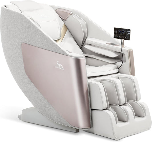 MassaMAX A305 Massage Chair Full Body, Zero Gravity, 53.15" SL-Track Shiatsu Massage Recliner Chair with Heat, AI Voice Control, Body Scan and Calfrest Extension, 15 Modes, Fully Assembled, Golden