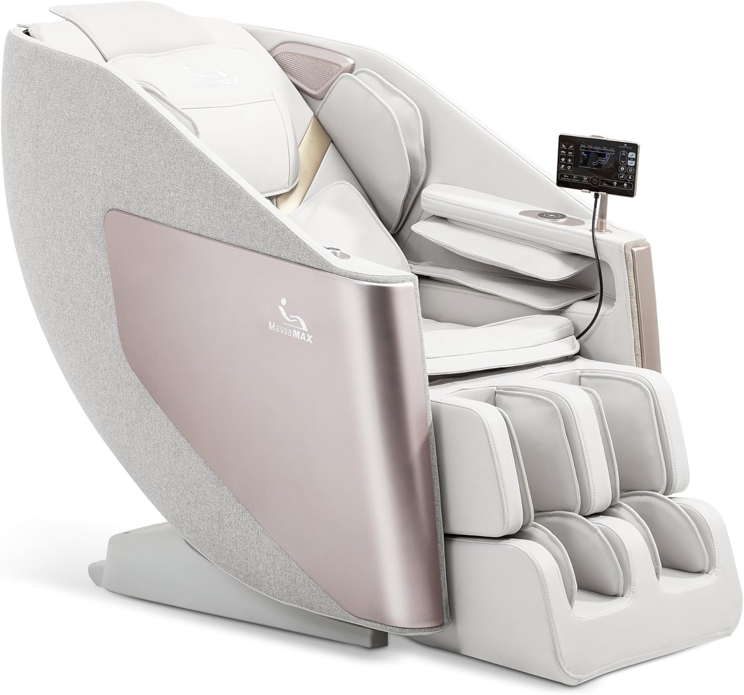 MassaMAX A305 Massage Chair Full Body, Zero Gravity, 53.15" SL-Track Shiatsu Massage Recliner Chair with Heat, AI Voice Control, Body Scan and Calfrest Extension, 15 Modes, Fully Assembled, Golden
