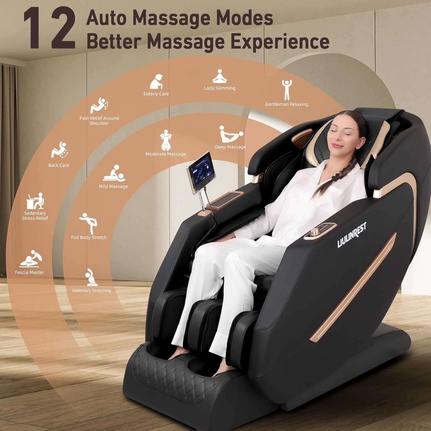 2025 4D Massage Chair, SL-Track Shiatsu Massage Recliner Chair with 3 Zero Gravity Modes & Full Body Airbags, Intelligent Massage Chairs with Smart Voice Control & Touchable Screen (Black)