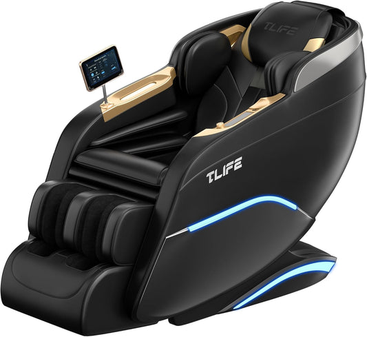 TLIFE Massage Chair Full Body, 160°Zero Gravity Recliner with Body Scan, 50" SL-Track Shiatsu Massage Chair, Fixed Point Massage, Foot Rollers, 12 Auto Modes, Deep Yoga Stretch, Heating, Black