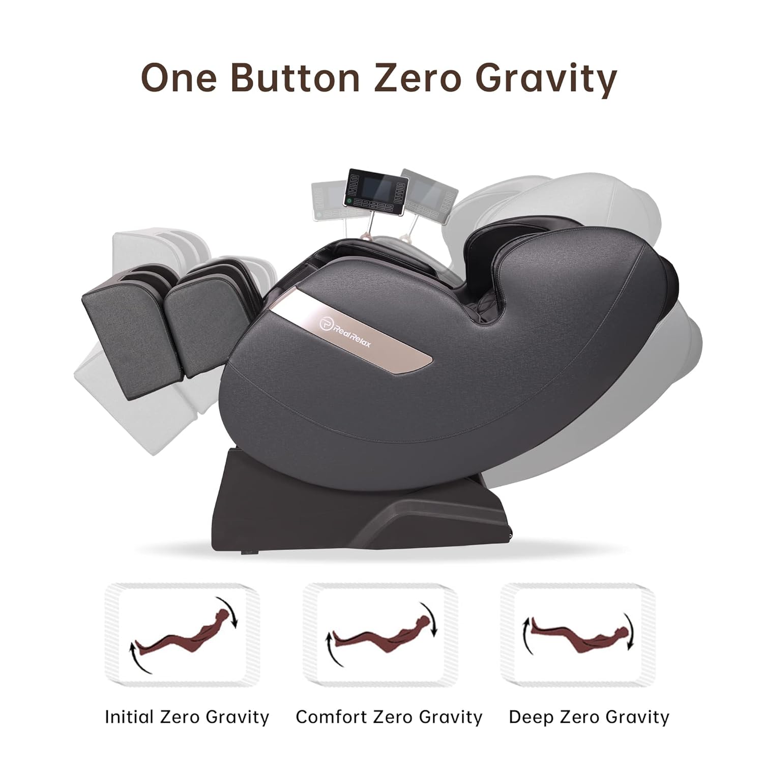 Real Relax 2025 Full Body Massage Chair of Dual-core S Track,Shiatsu Massage Recliner of Zero Gravity with APP and LCD Control,Lower Back and Calf Heating,Bluetooth,Home or Office Use,Black