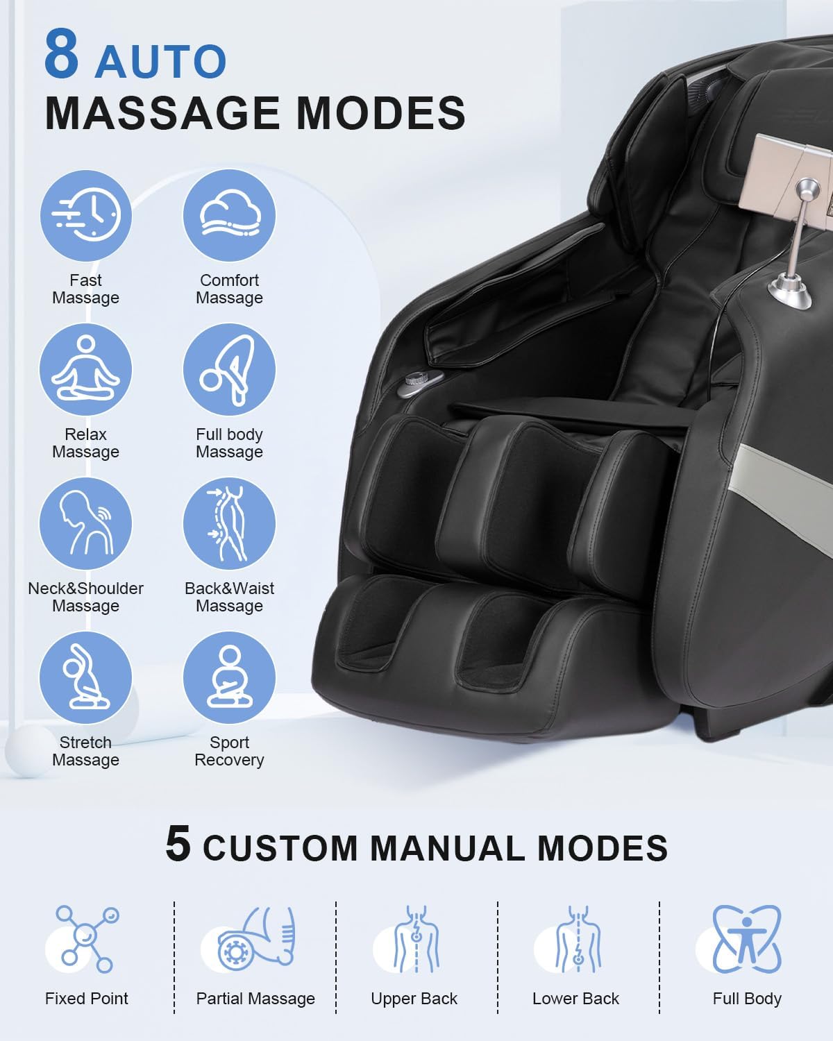 RELX 2025 Massage Chair Full Body, Zero Gravity Airbag Shiatsu Massage Chair with SL-Track, Heating, AI Control, Body Scan, 13 Modes, Foot Rollers, and Deep Yoga Stretch (Black)