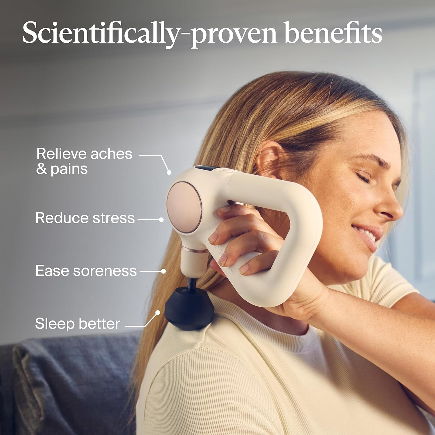 TheraGun Sense (1st Generation) by Therabody - Deep Tissue Massage Gun with Preloaded Routines for Stress Relief, Pain Relief & Muscle Soreness in Neck, Back, Leg, Knee, and Shoulder (White)